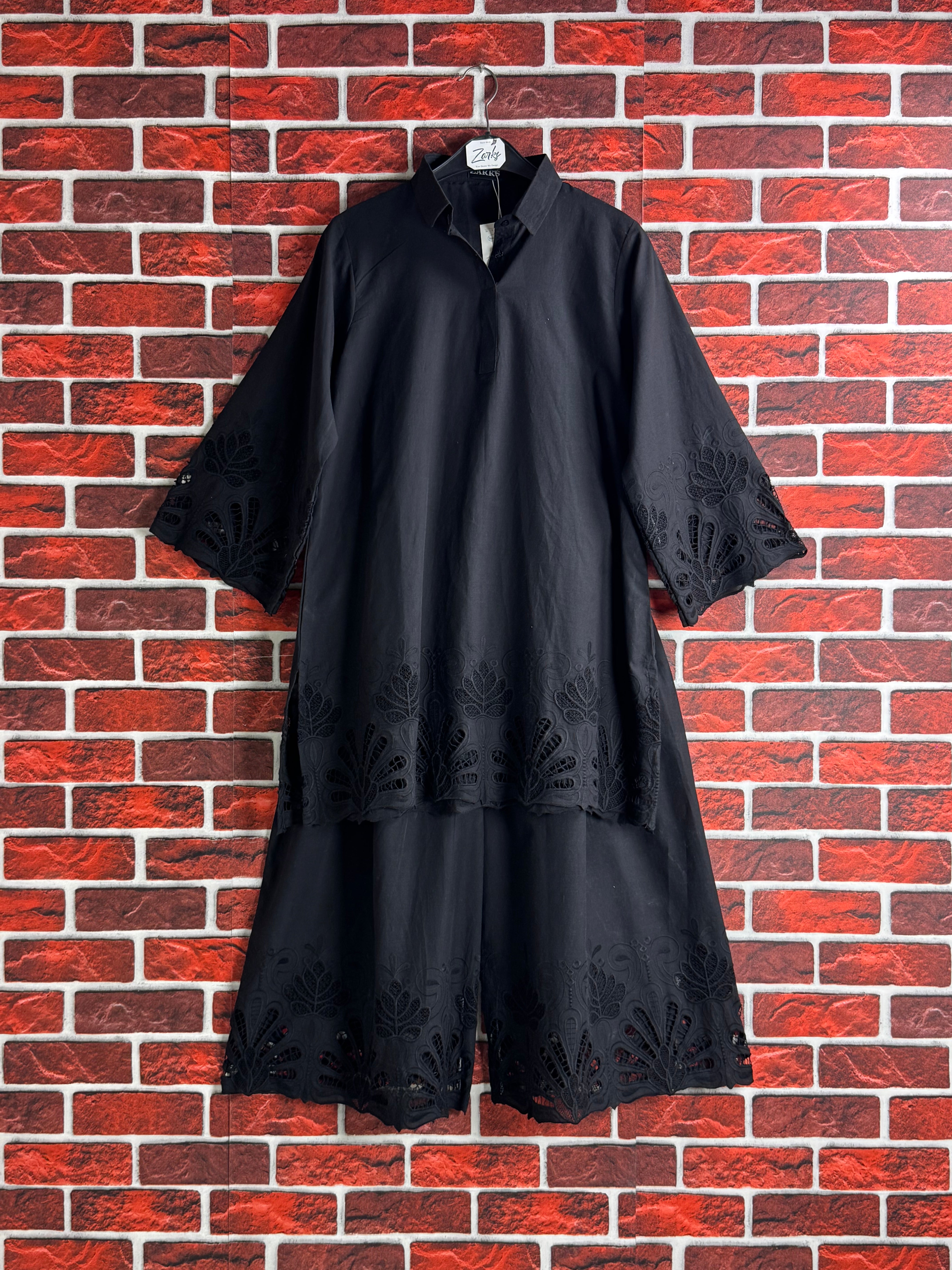 Black schiffli Coord set