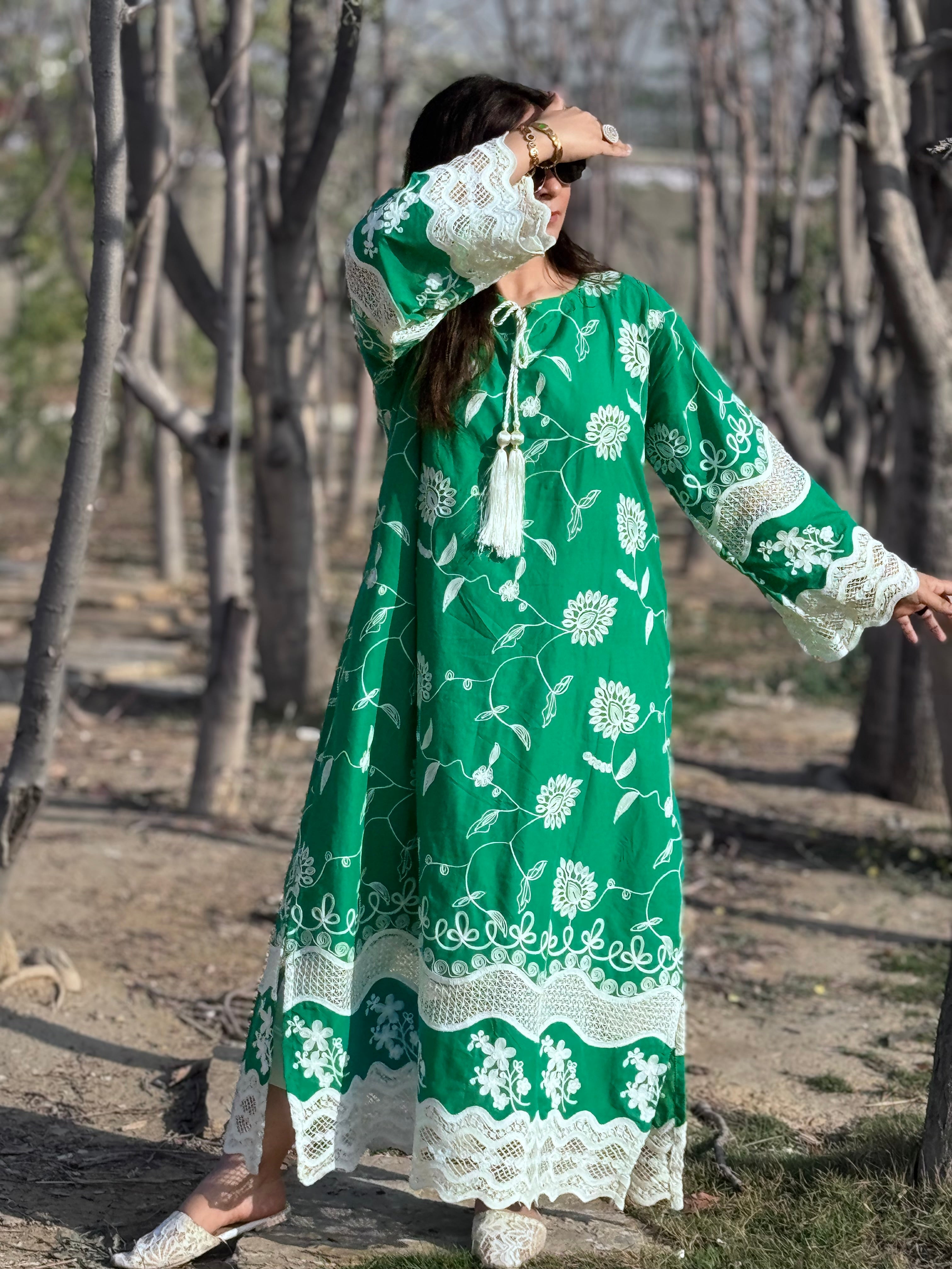 Emerald emboridered kaftan