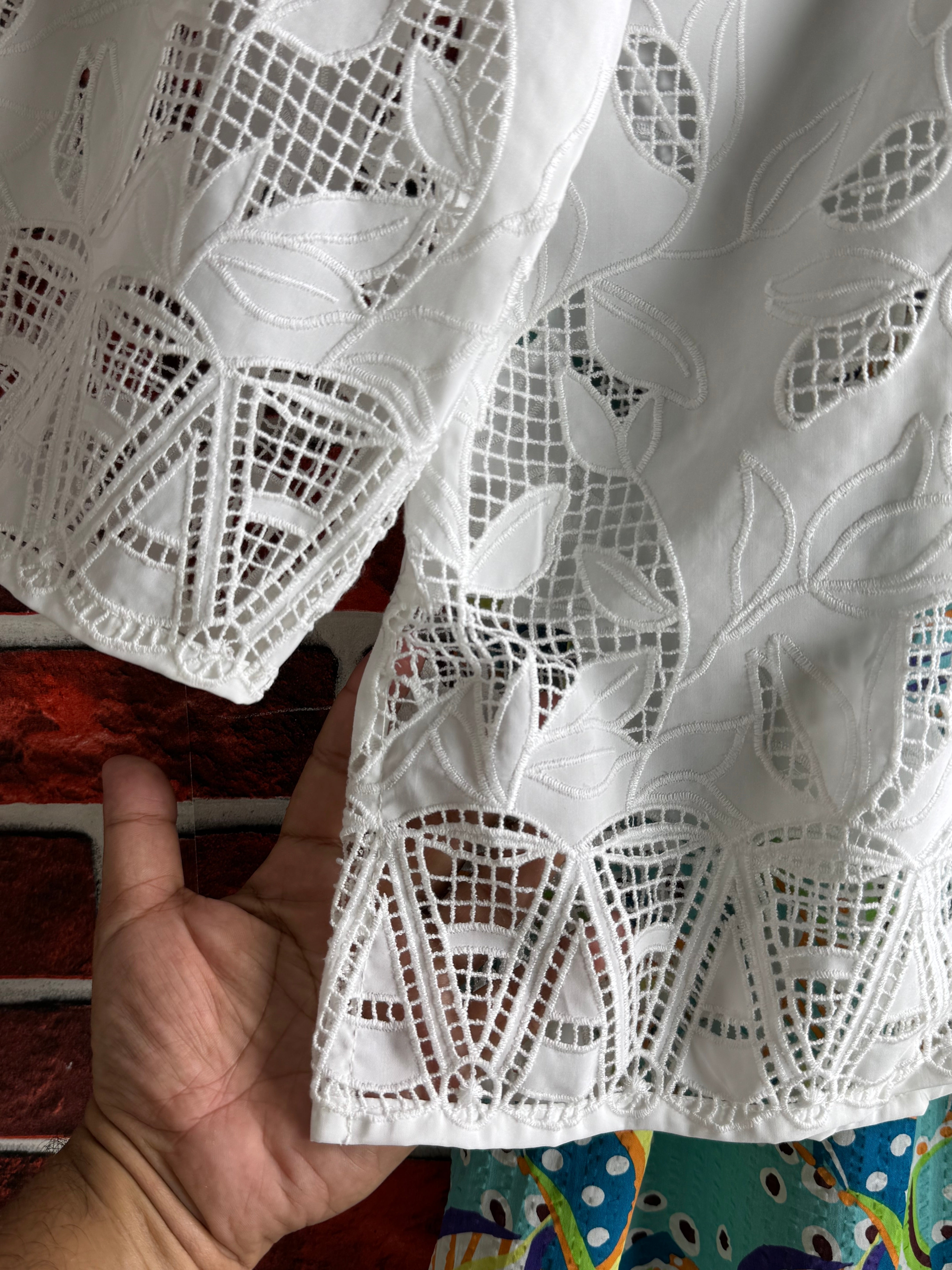 White cutwork tulip Coord set