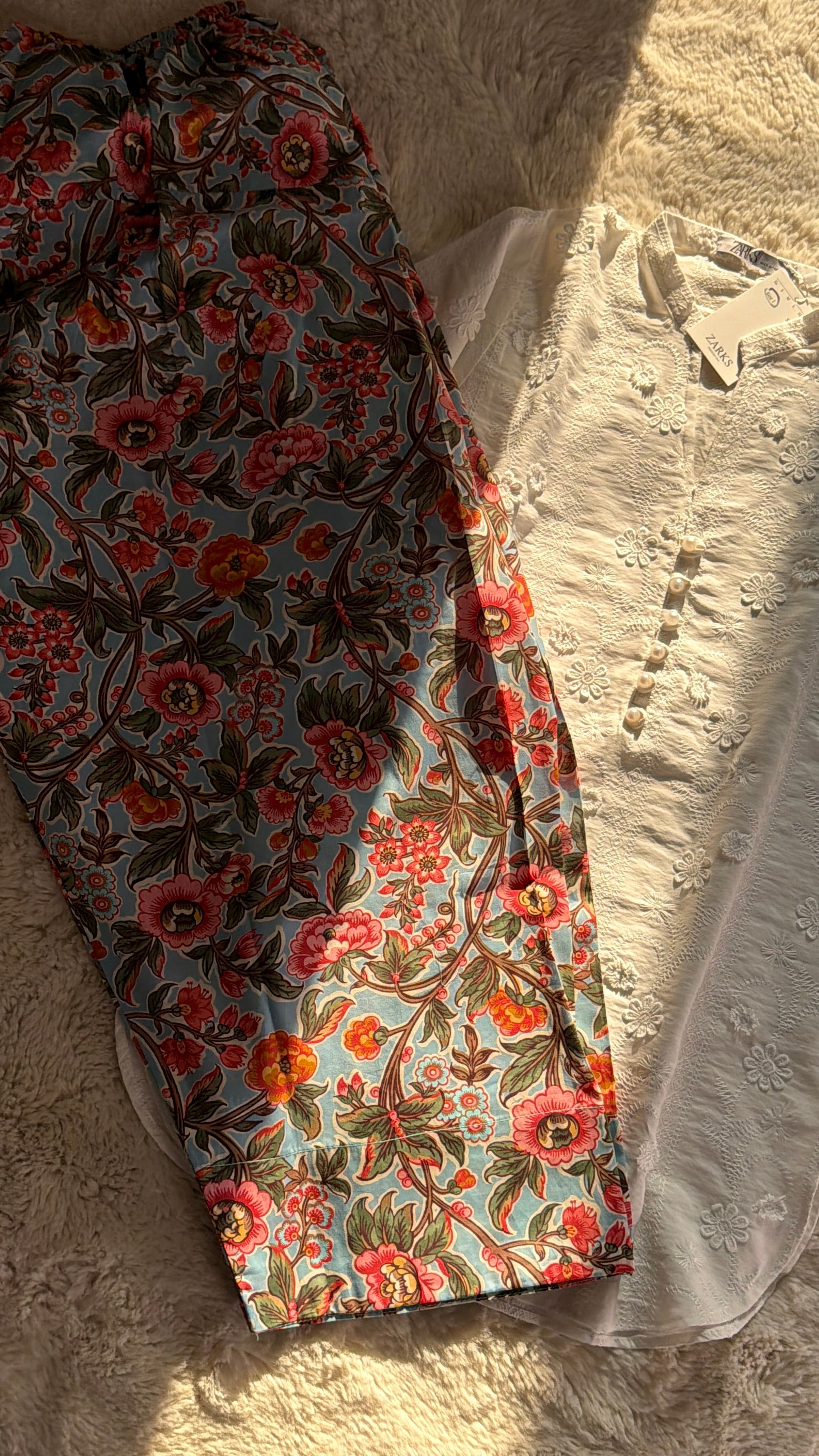 White chikankari set