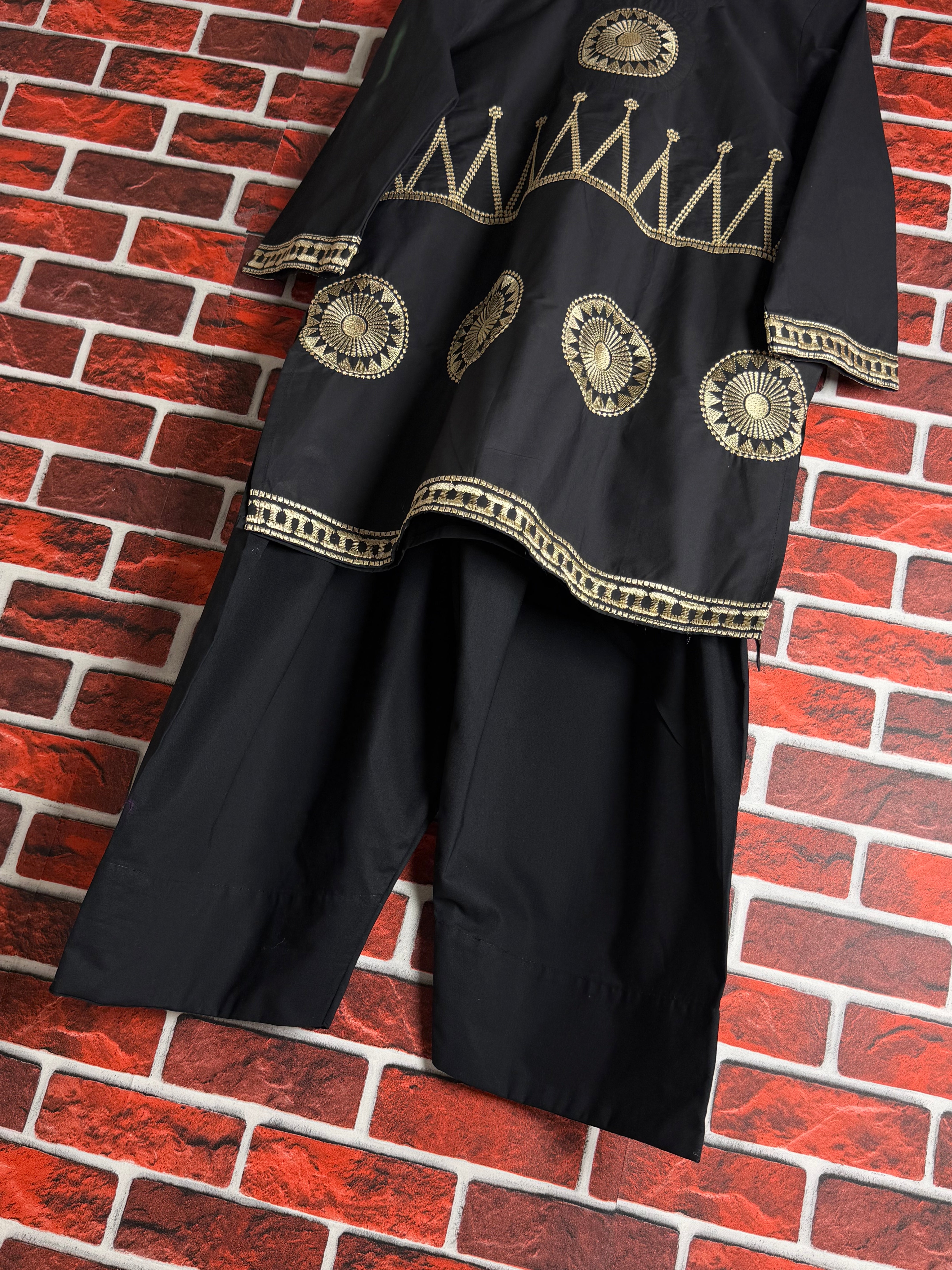 Black embroidered set