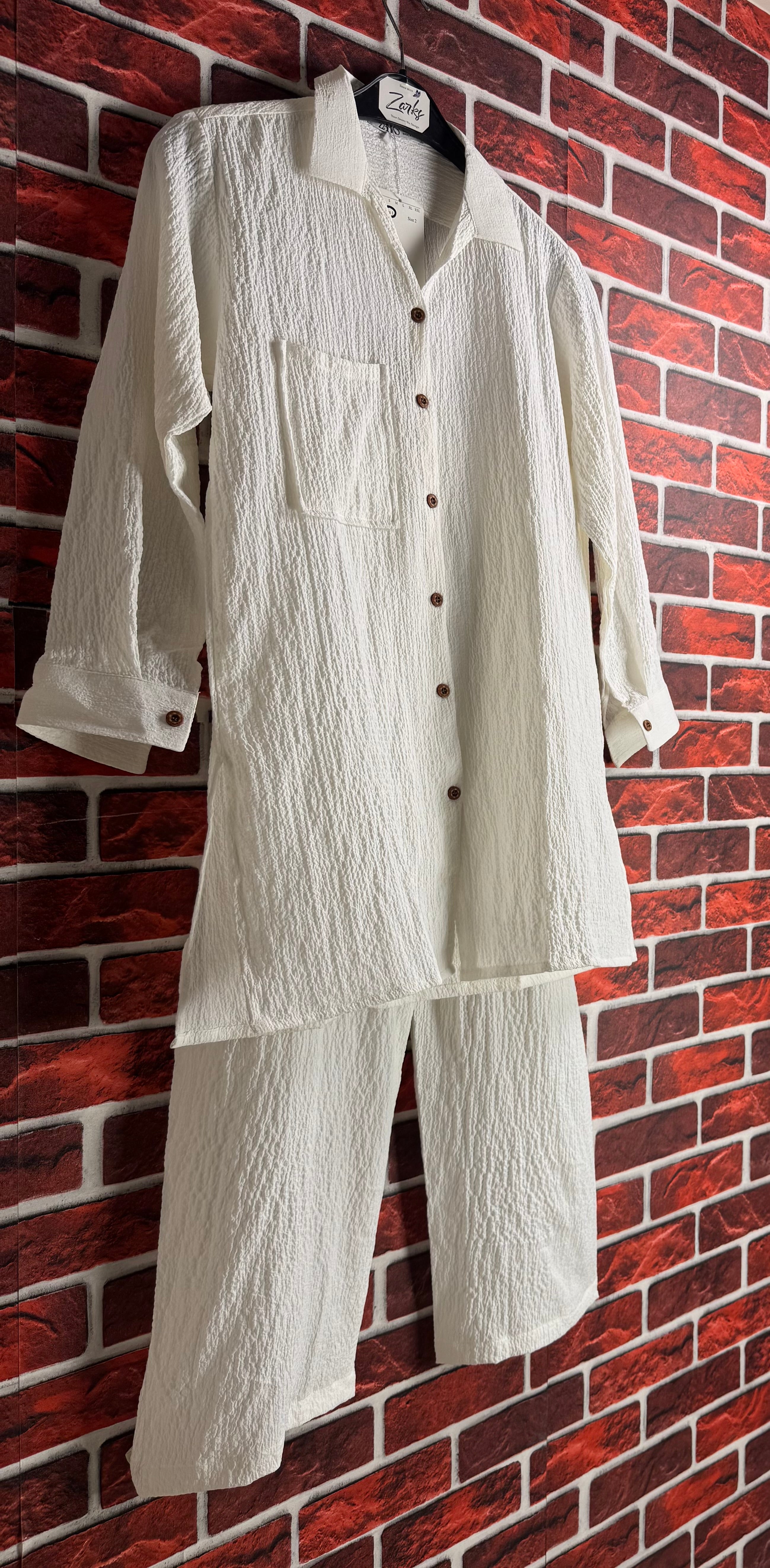 White textured Coord set