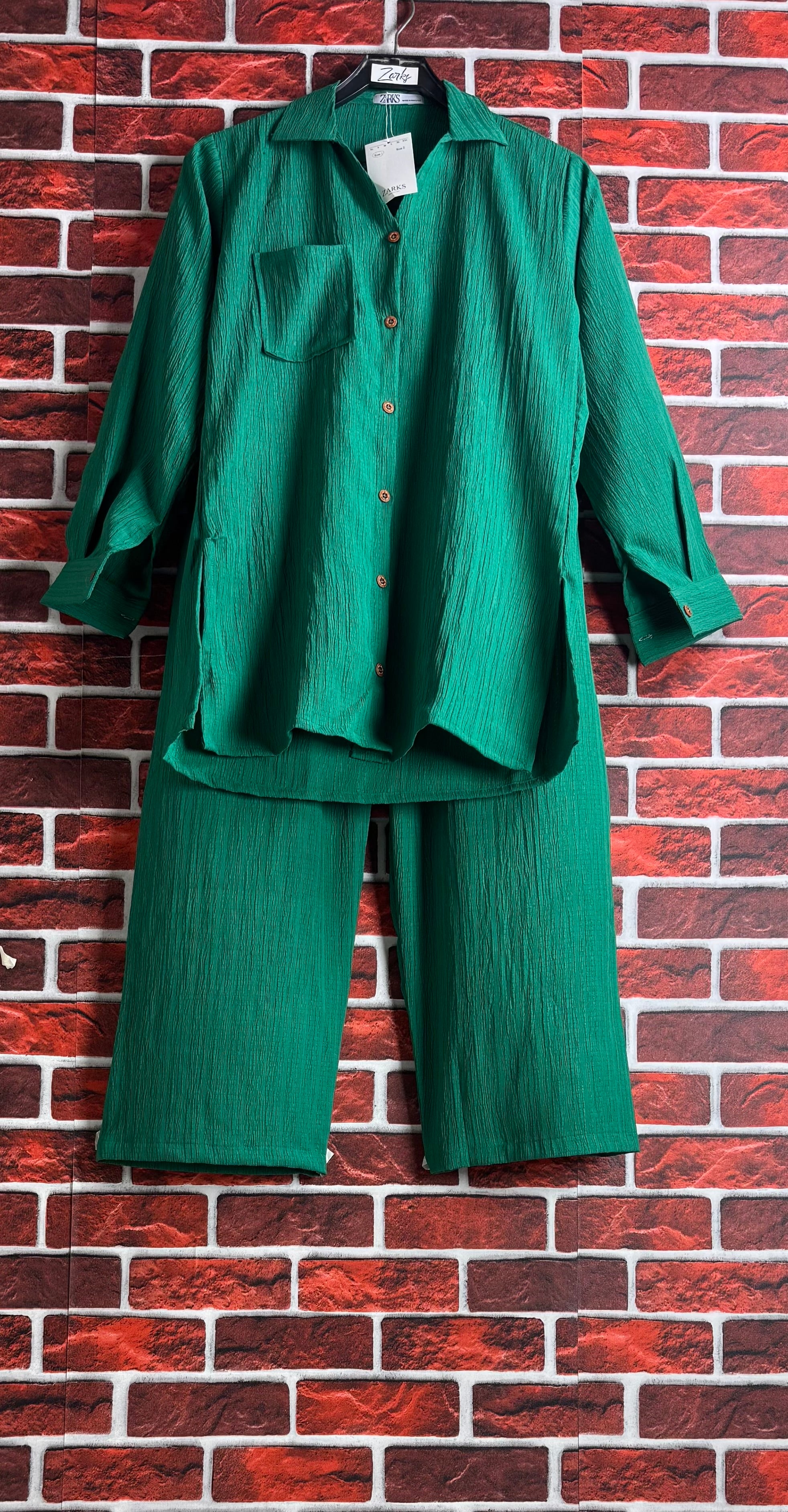 Green textured coord set