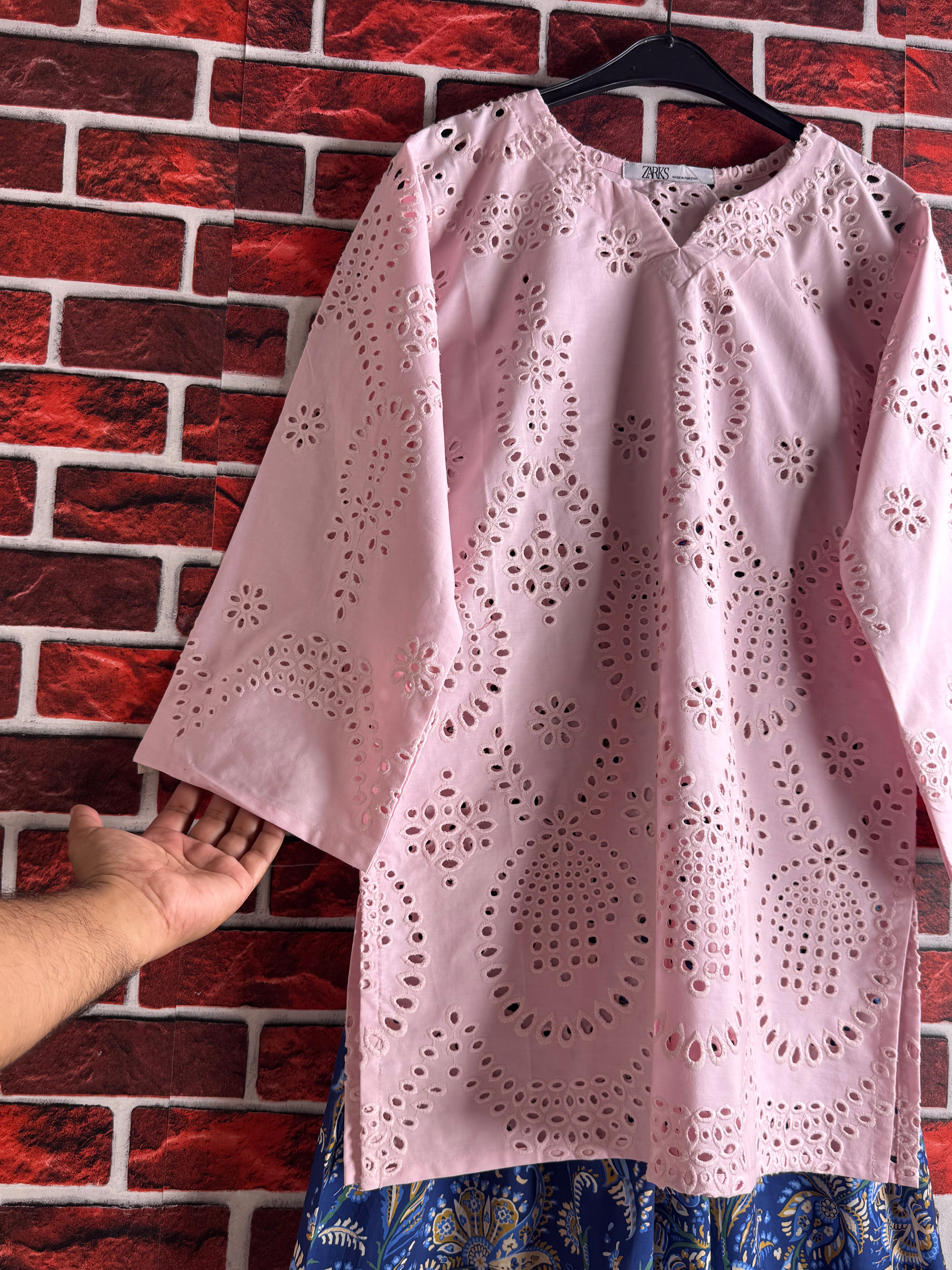 Pink chikankari set