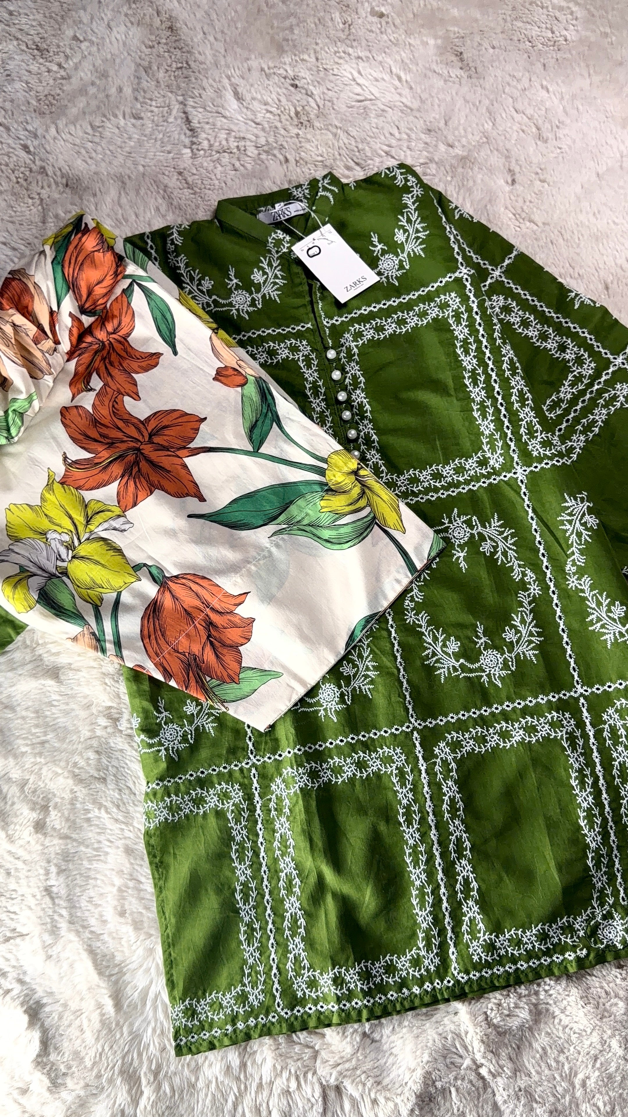 Olive chikankari set