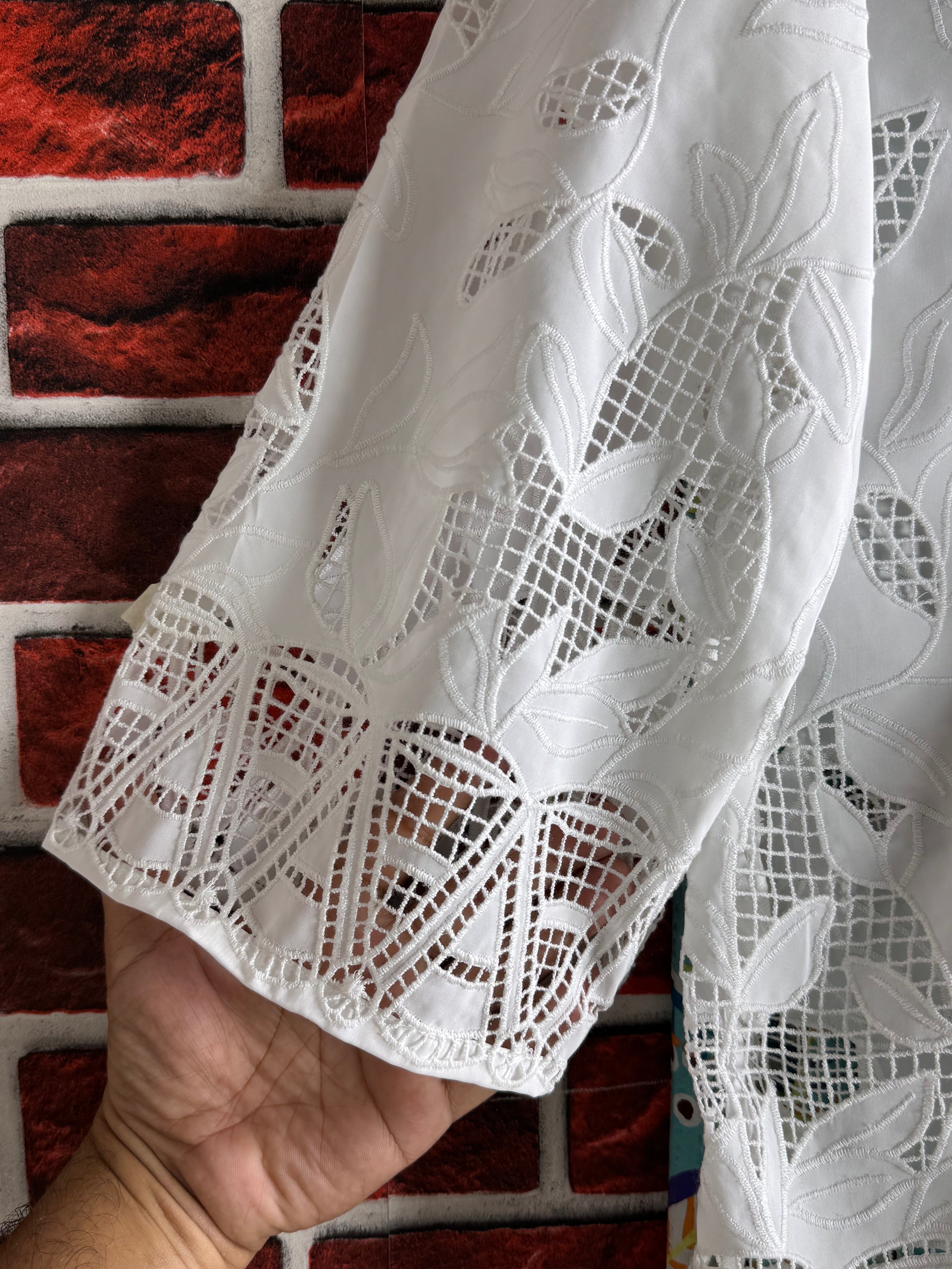 White cutwork tulip Coord set