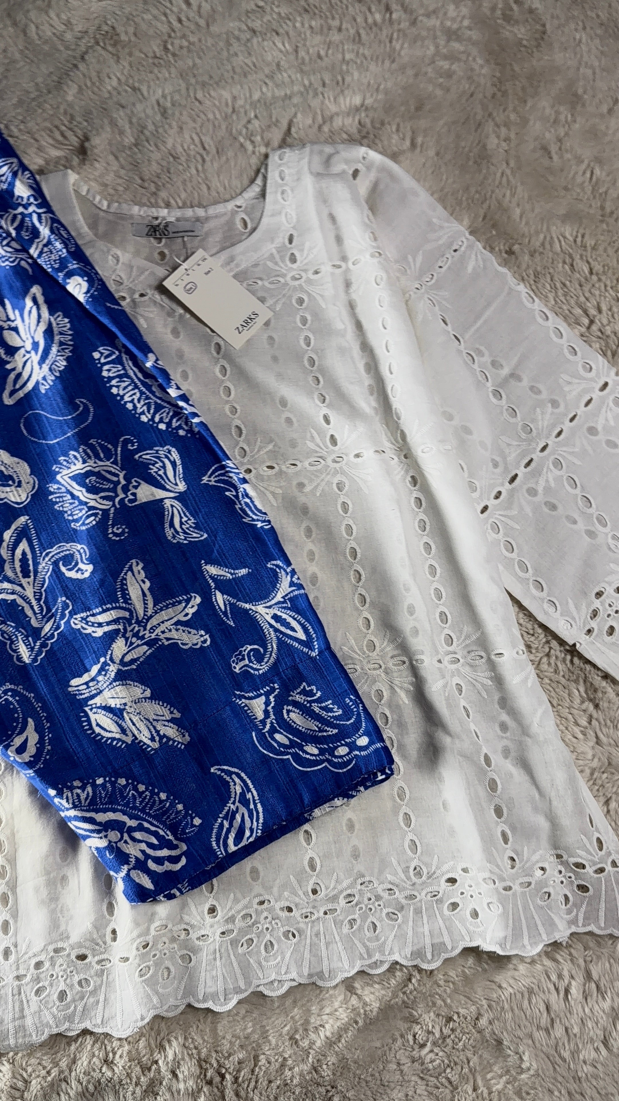 White shell chikankari set