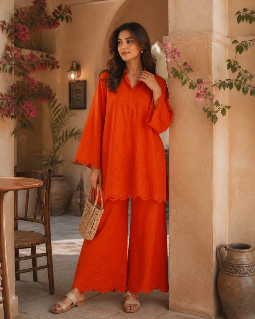 Tangerine schiffli Coord