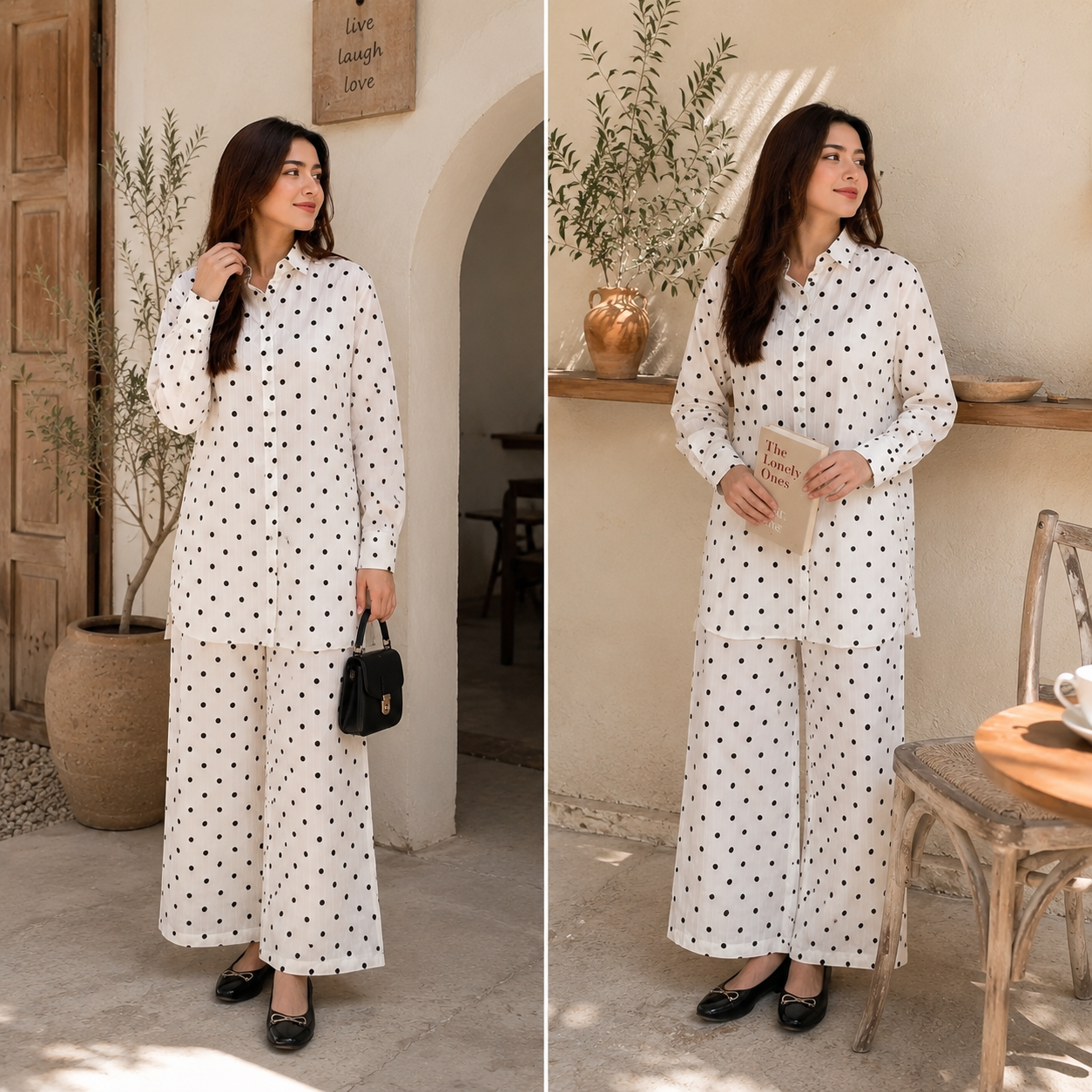 White polka texture set