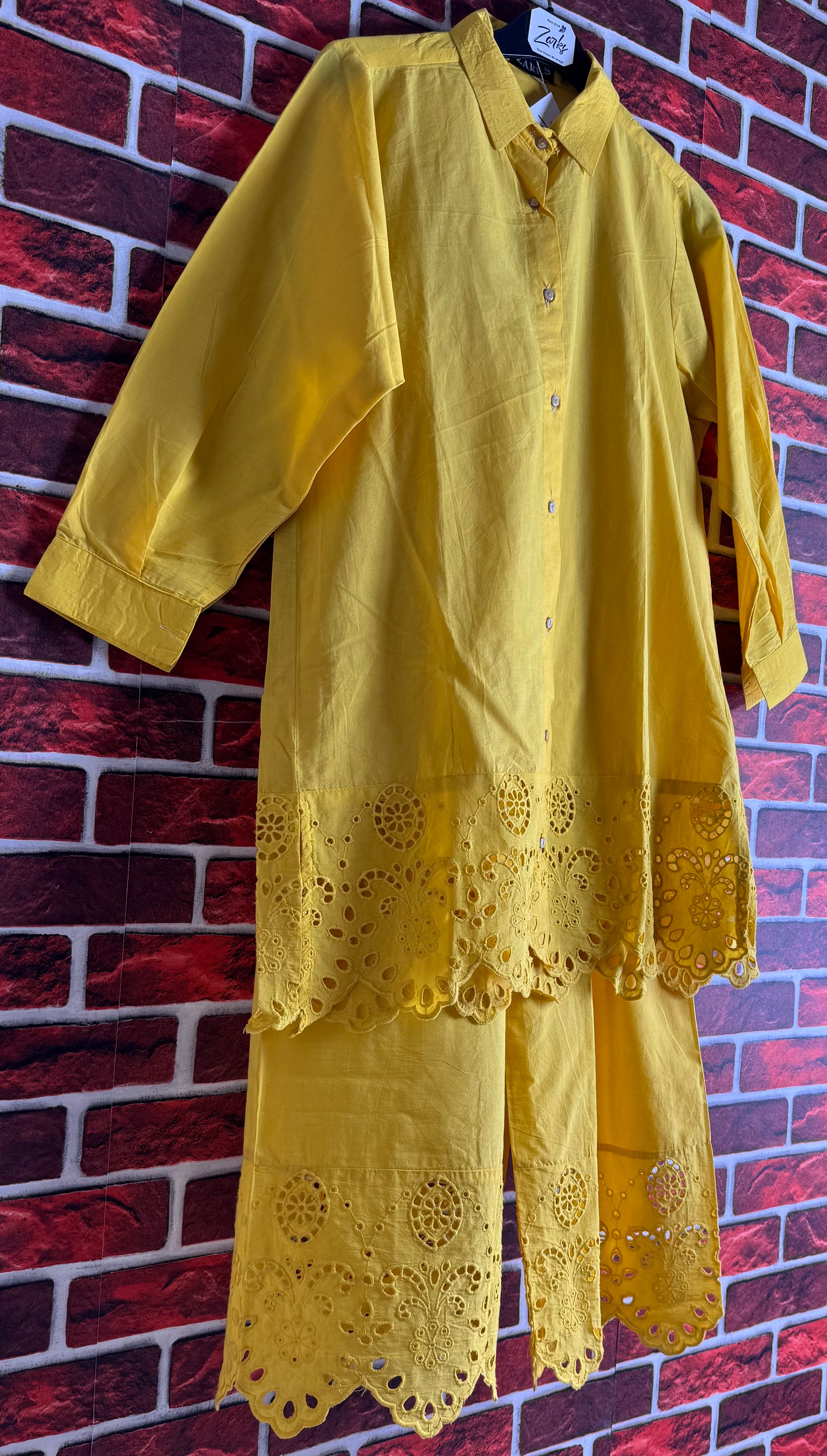 Yellow chickenkari Coord set