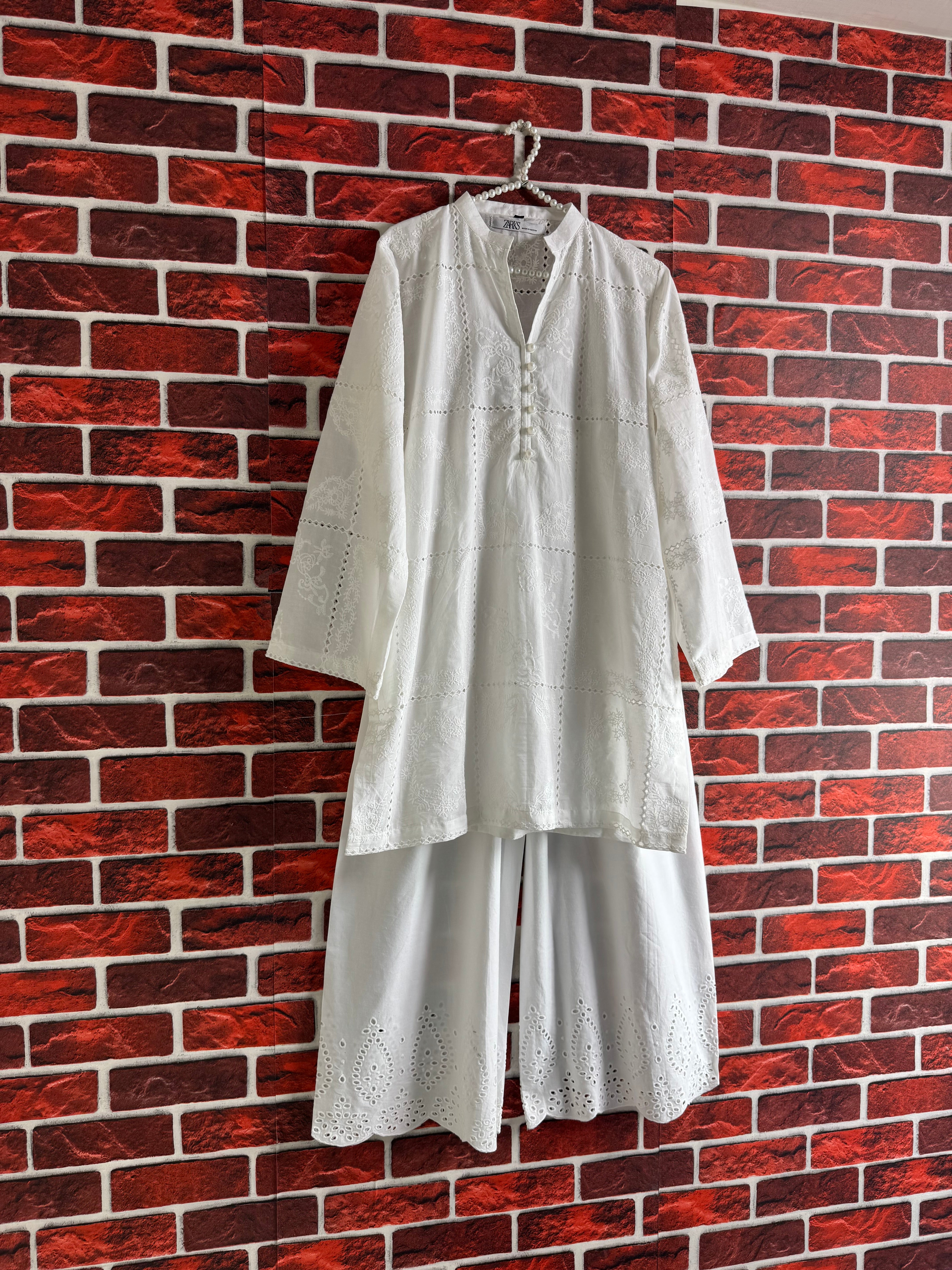 White chickenkari outfit