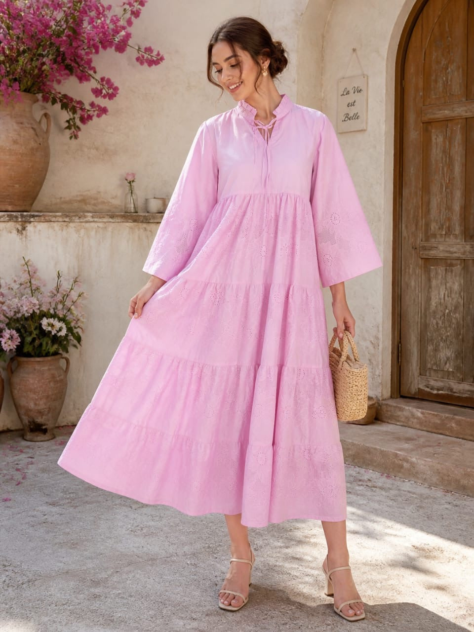 Baby pink Chickenkari frock
