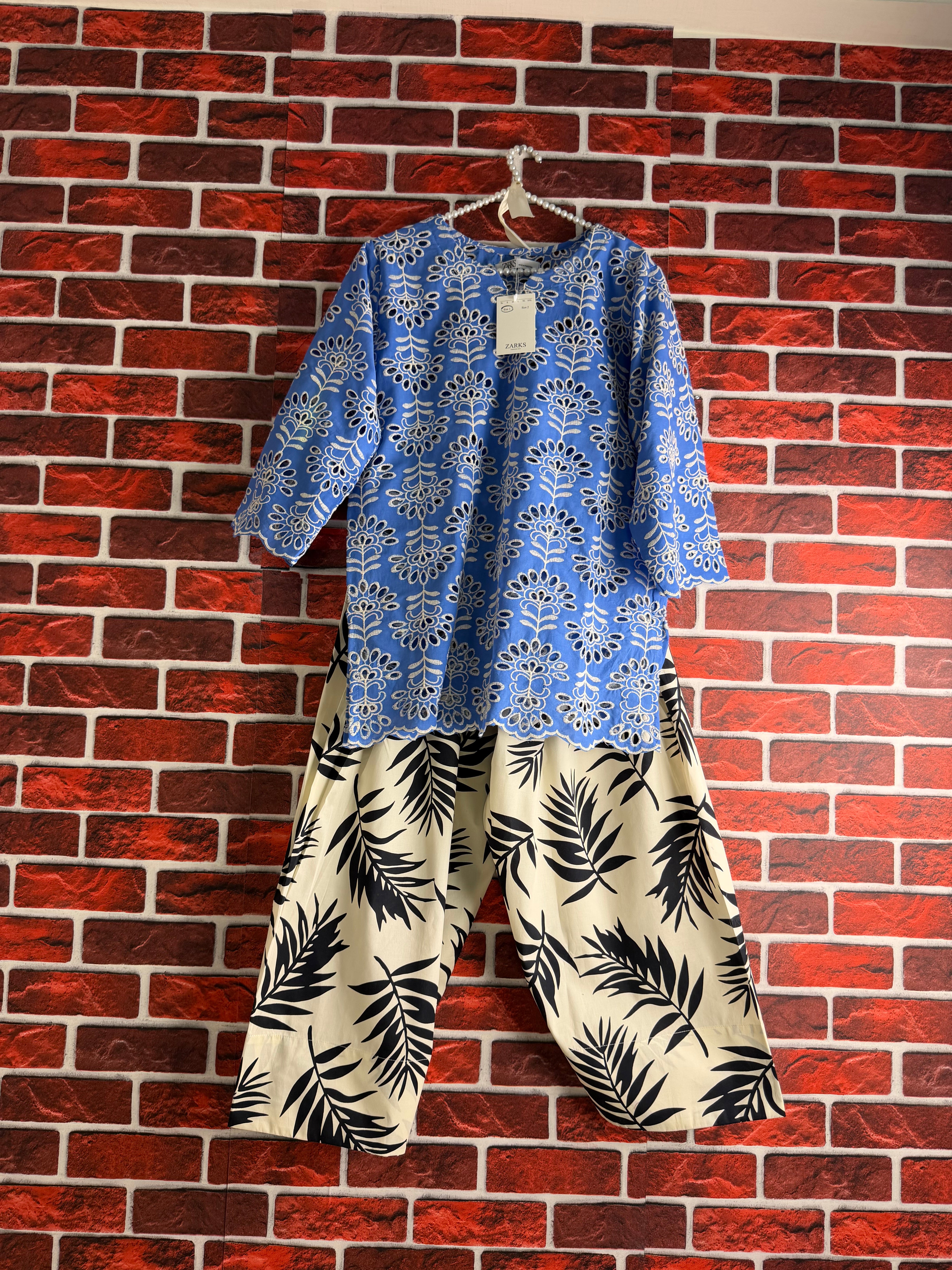 Azure chikankari set