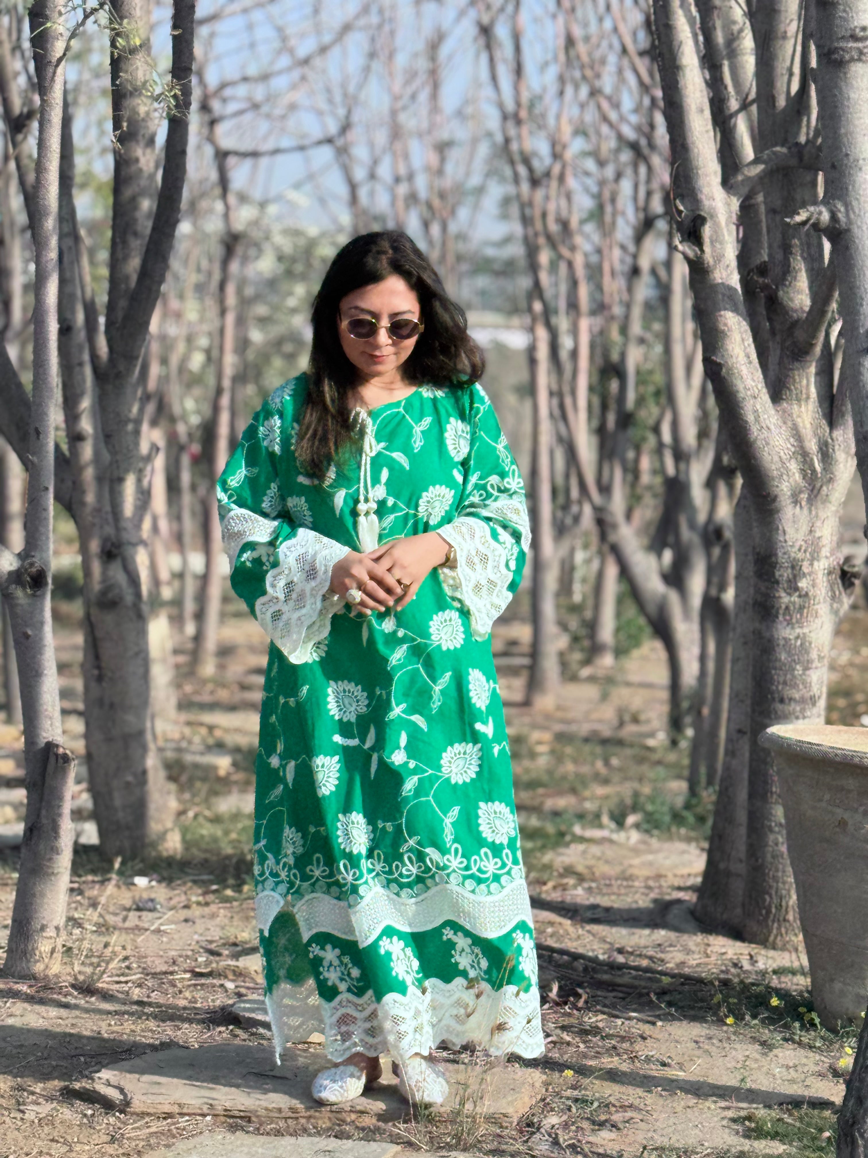 Emerald emboridered kaftan