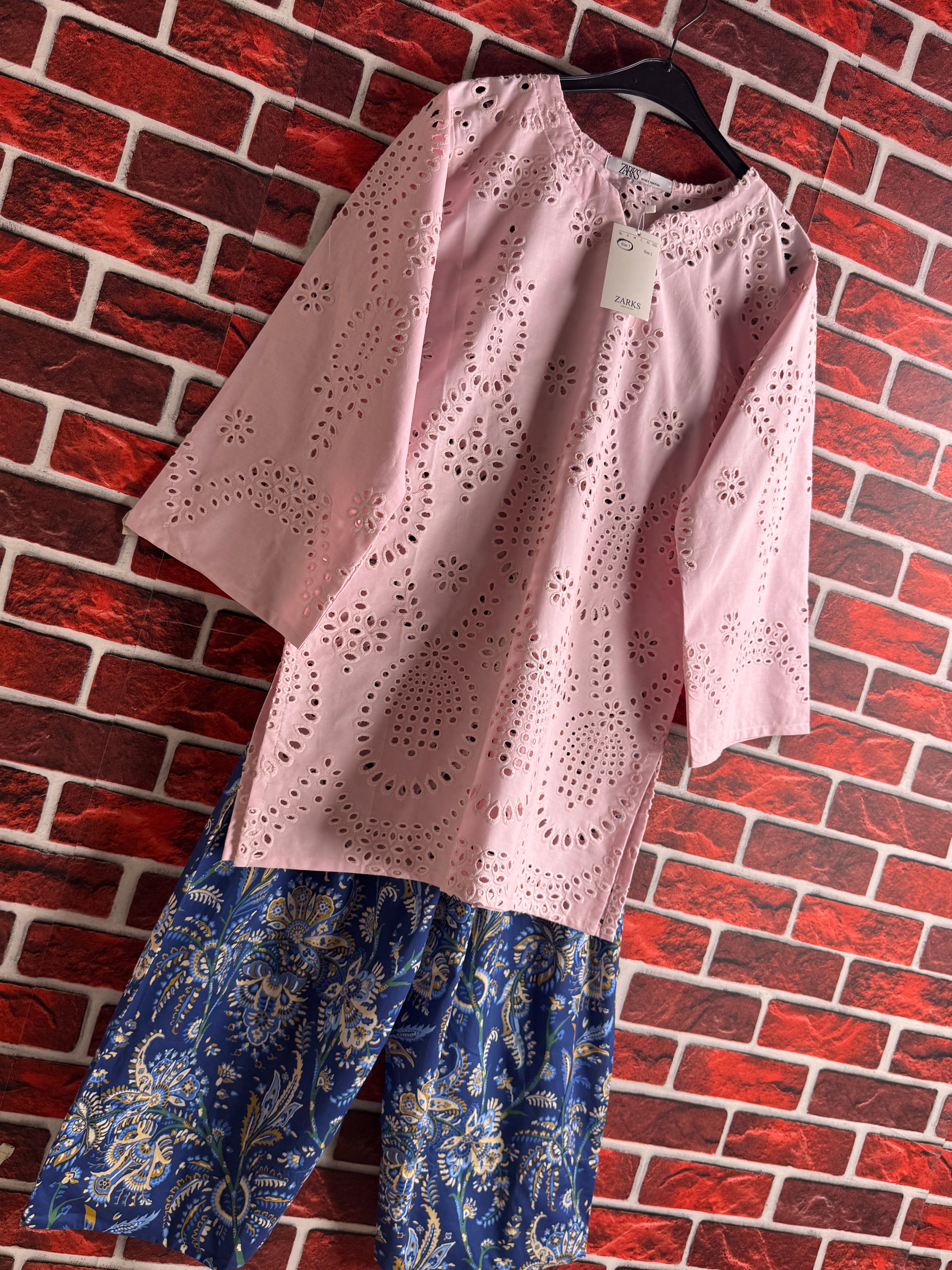 Pink chikankari set