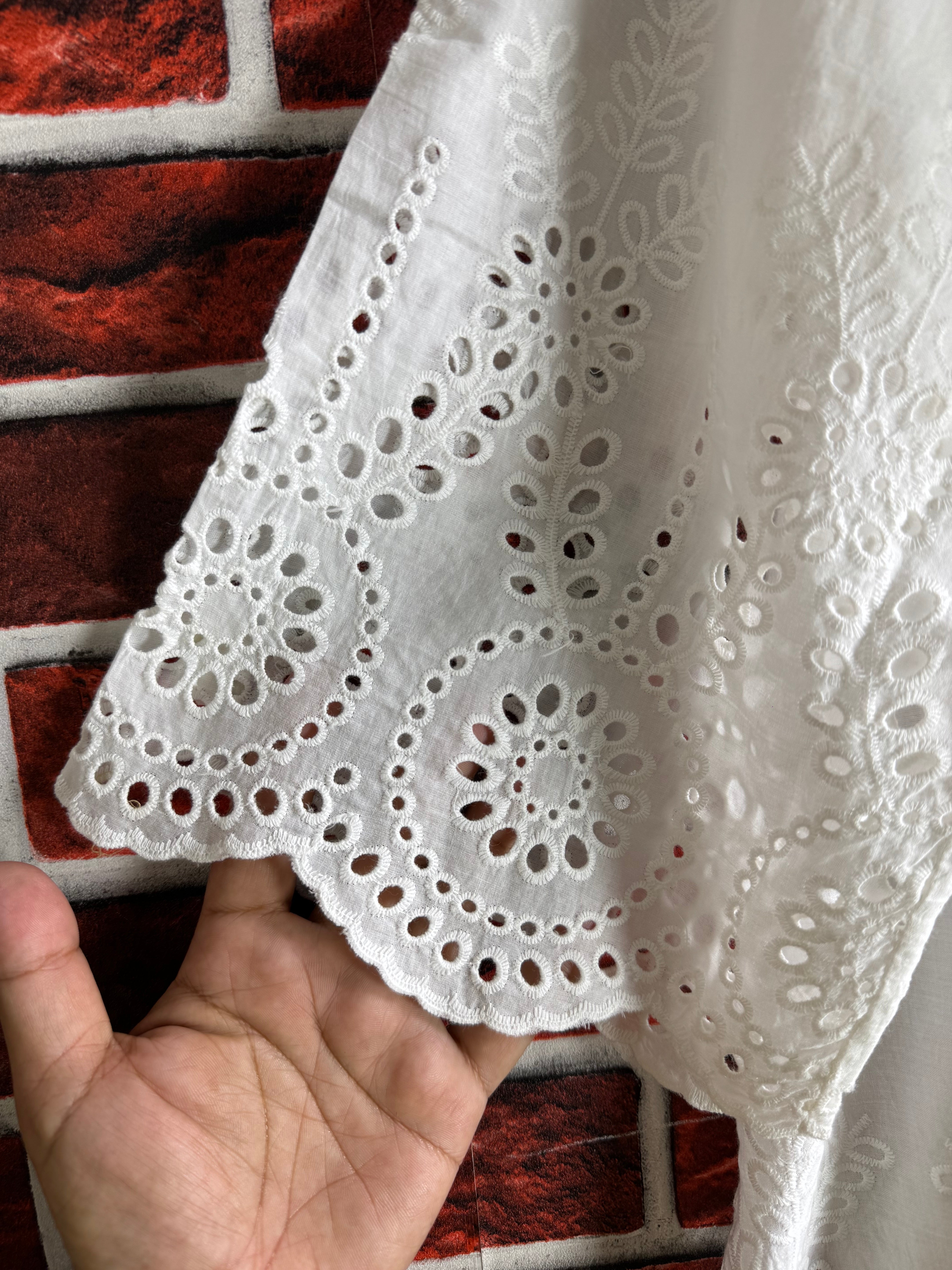 White chikankari set