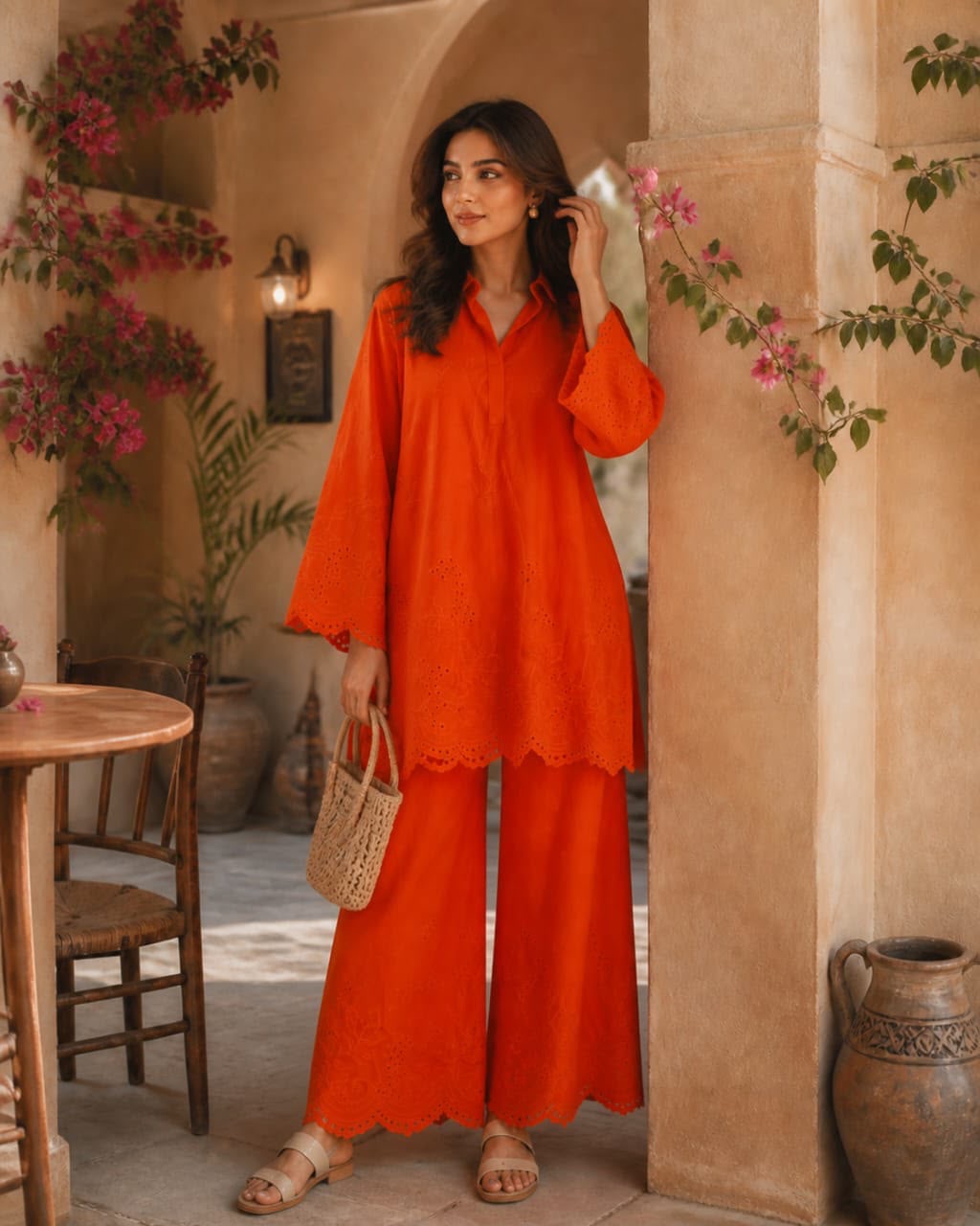 Tangerine schiffli Coord