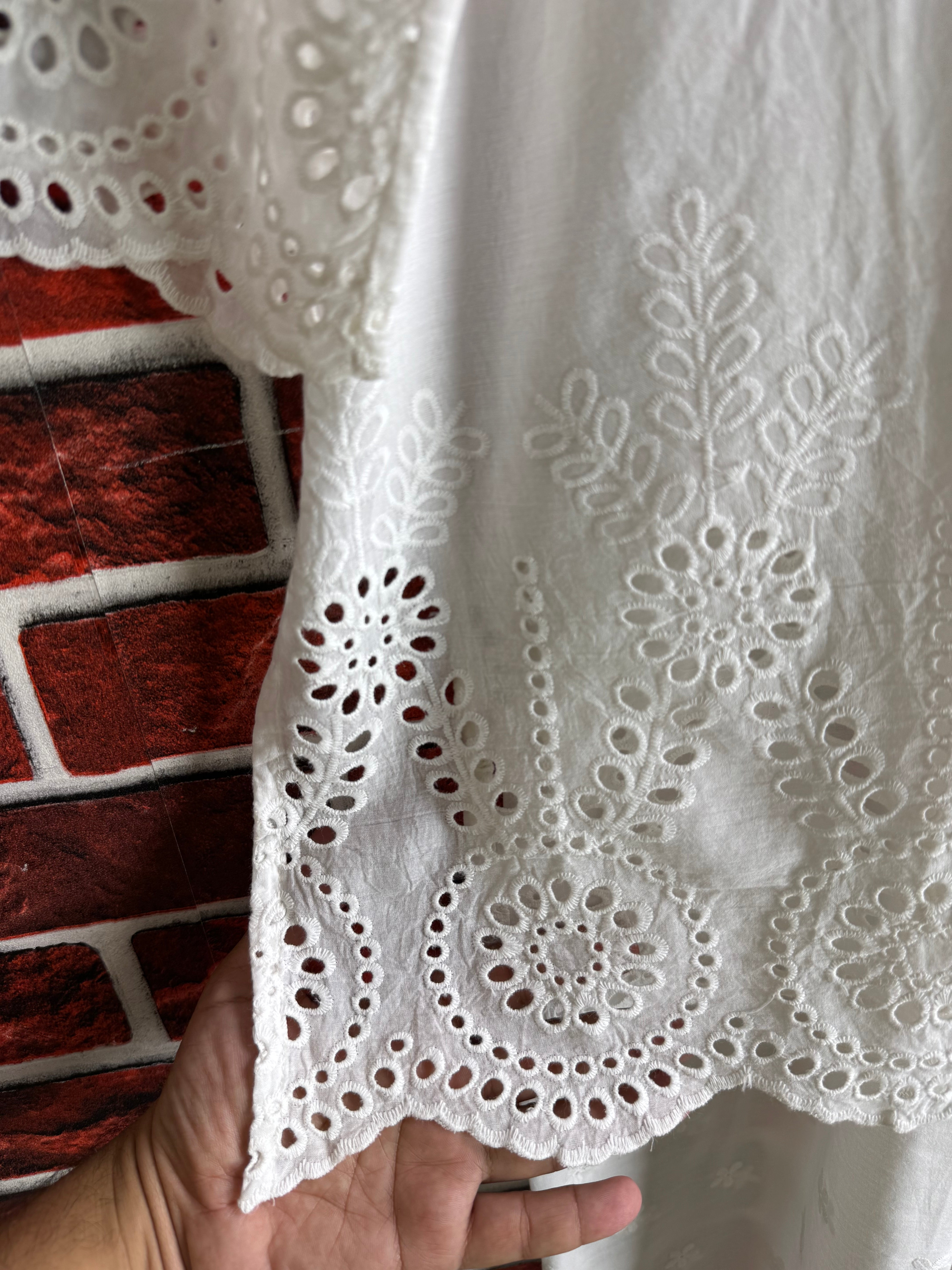 White chikankari set