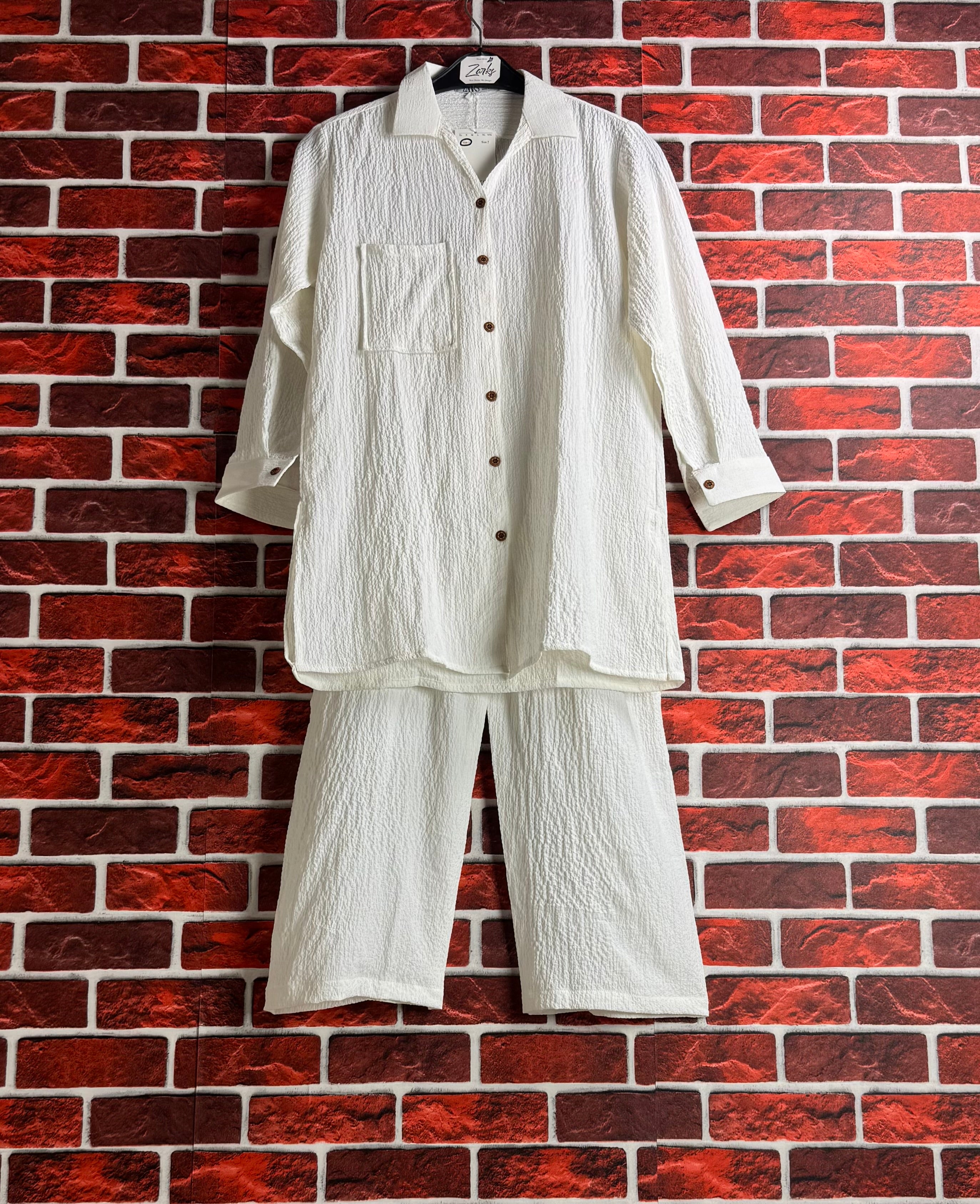 White textured Coord set