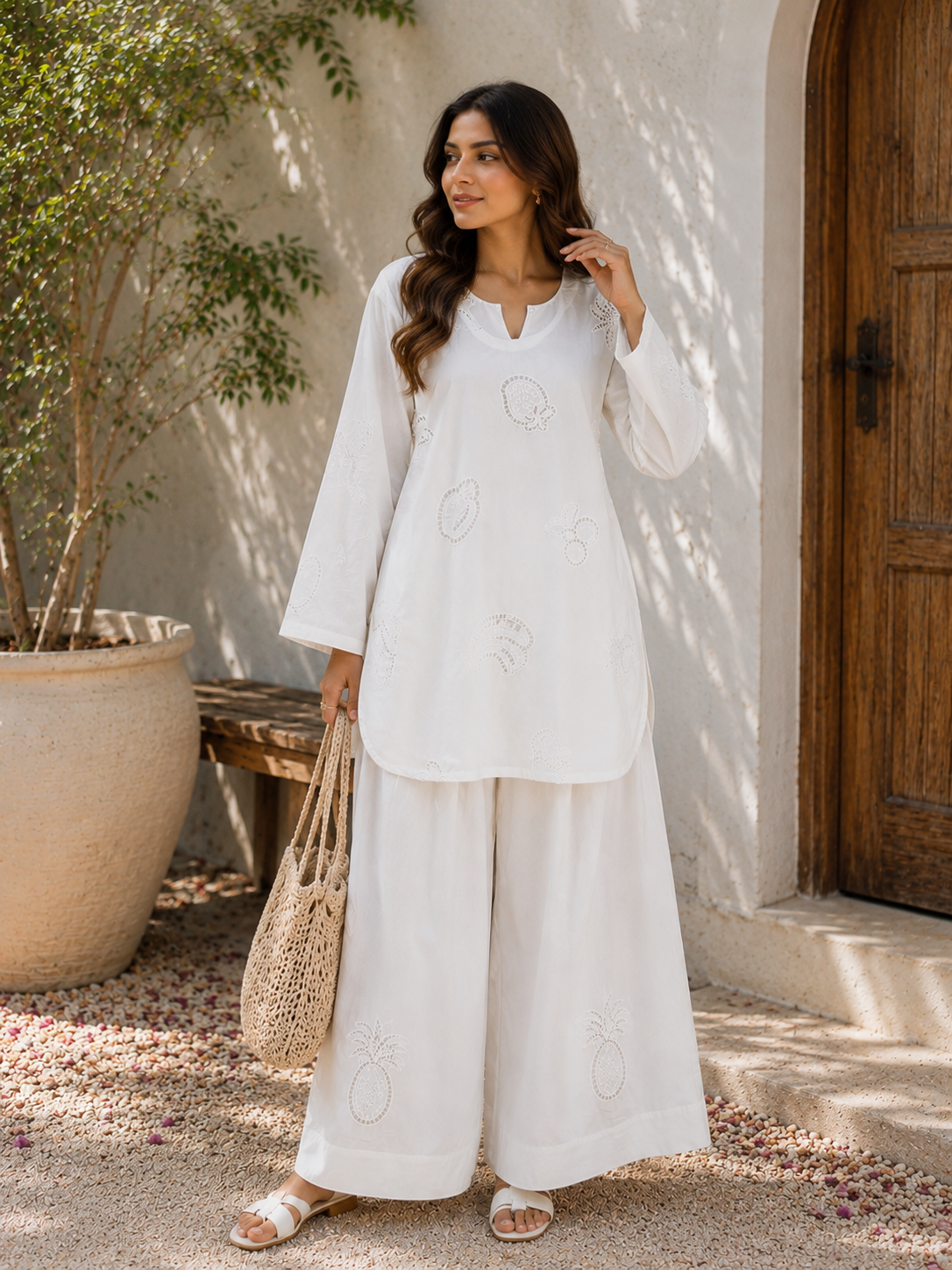 White fruitkari set