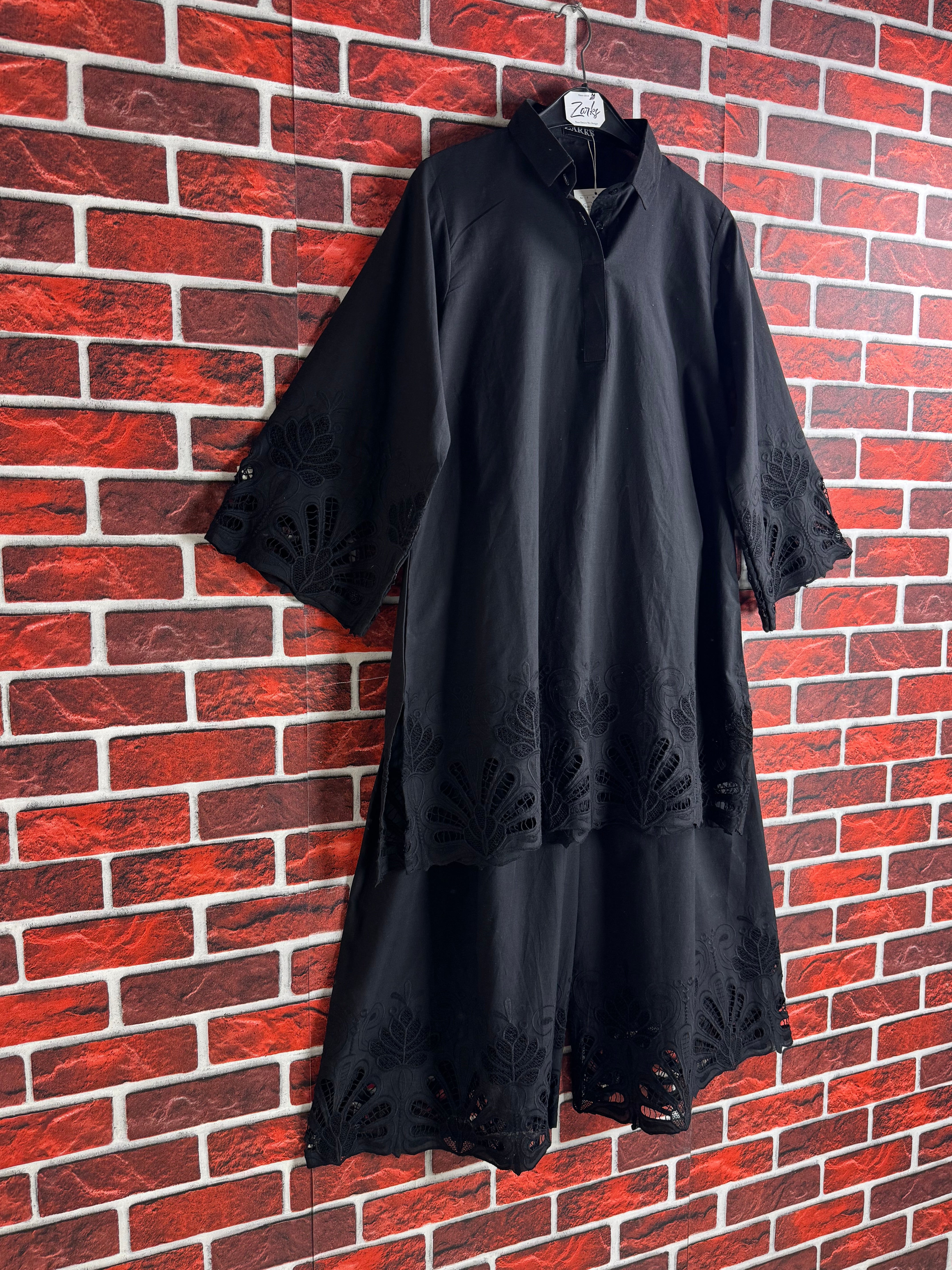 Black schiffli Coord set