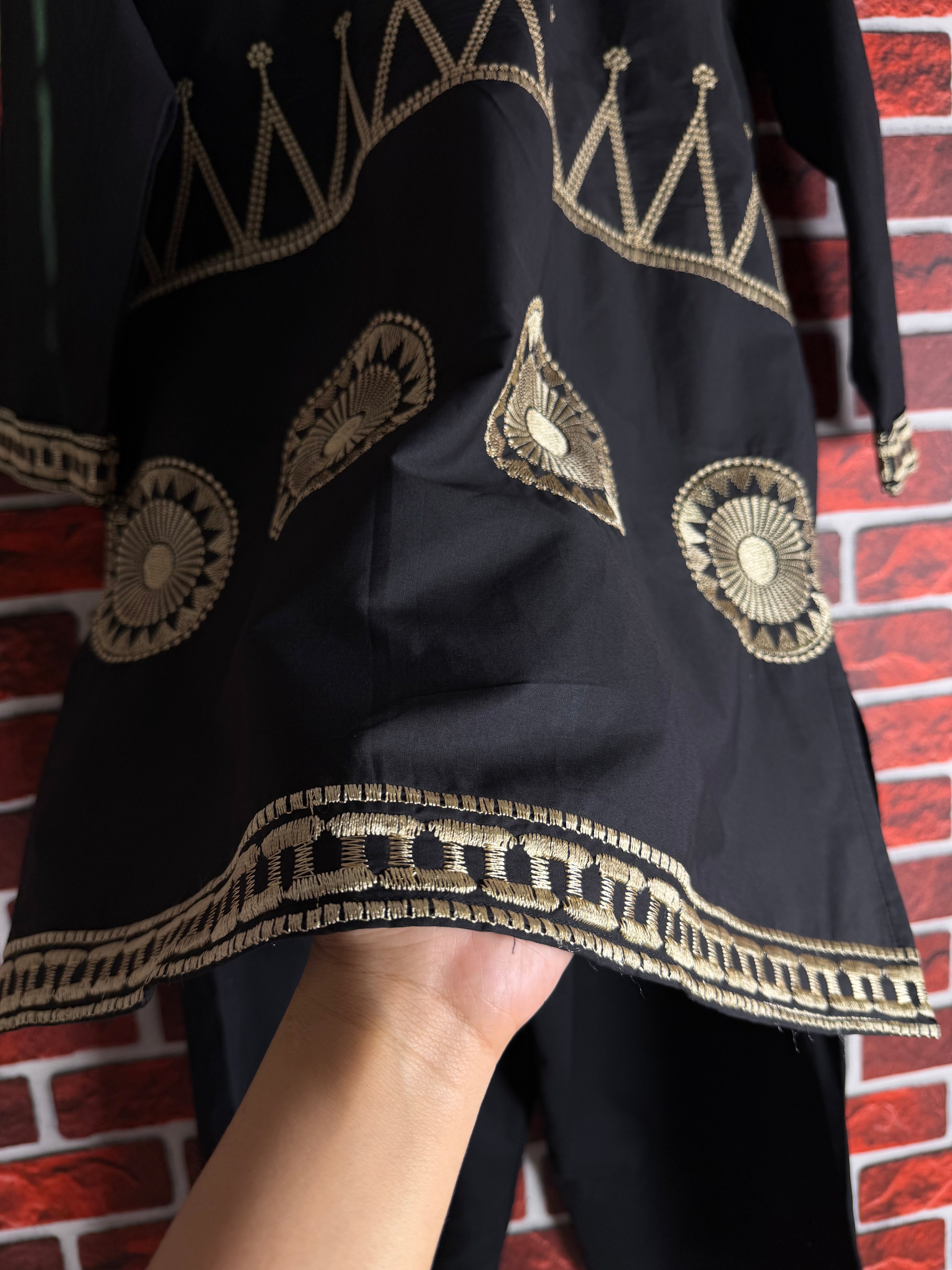 Black embroidered set