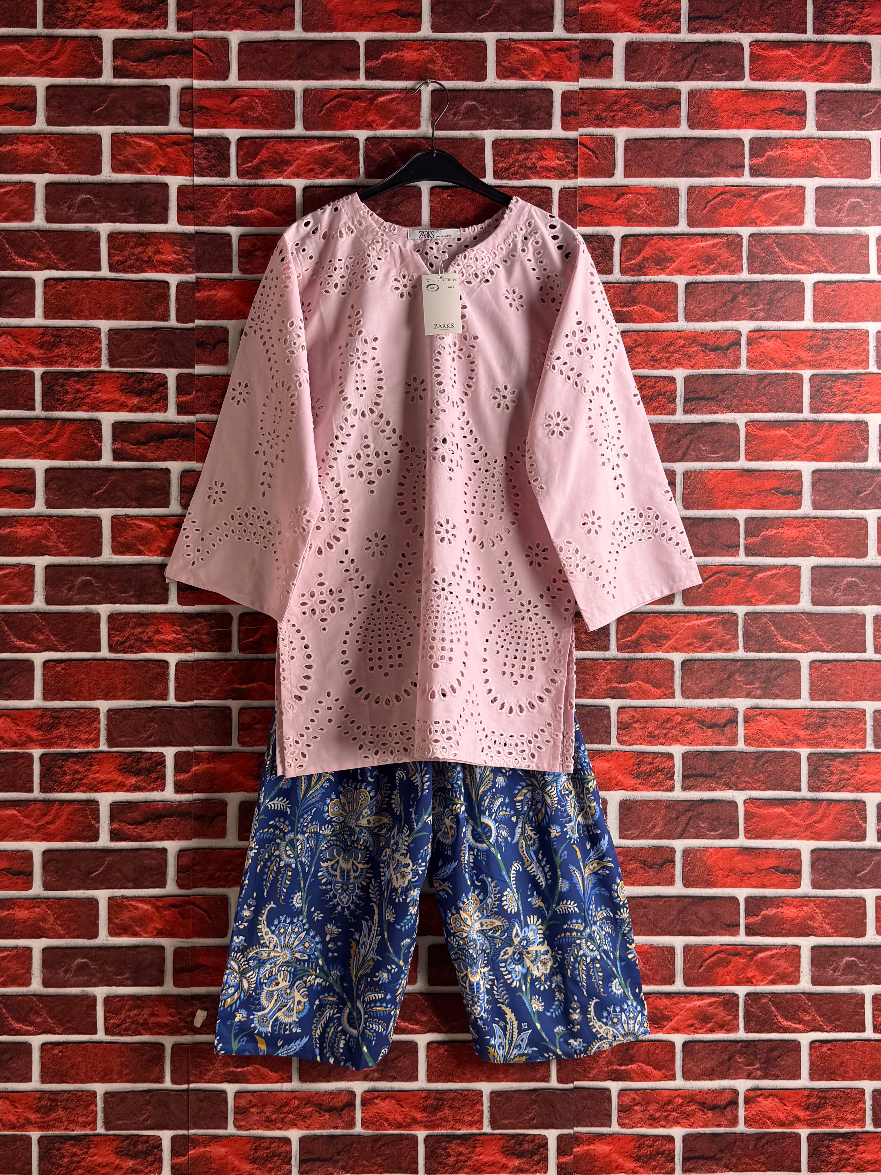 Pink chikankari set