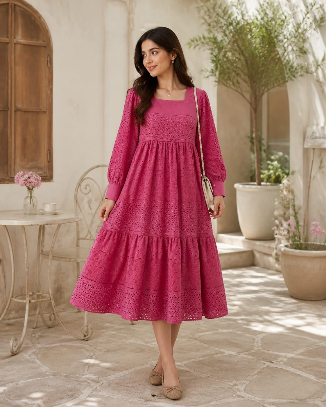 Dark pink chickenkari frock