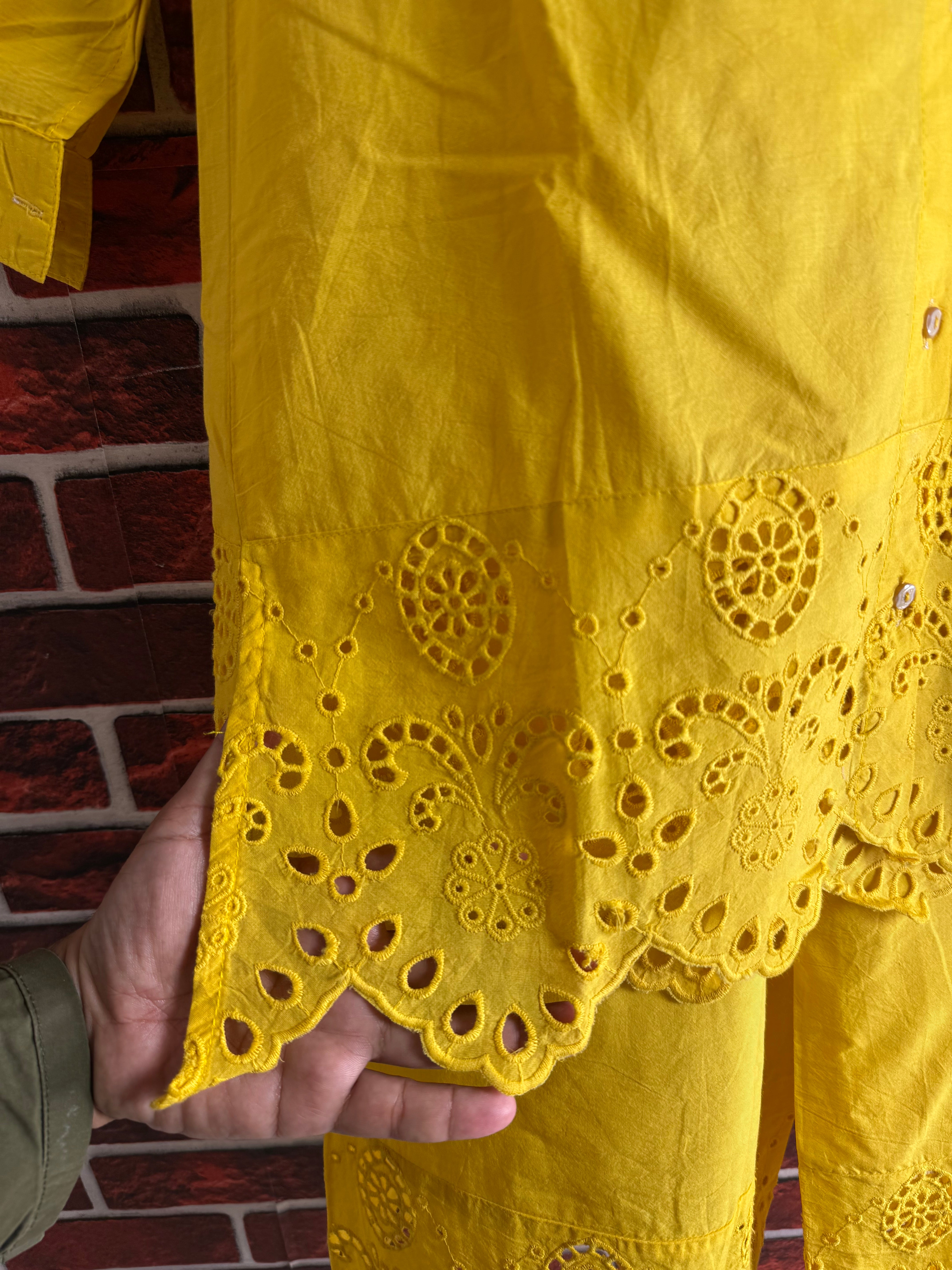 Yellow chickenkari Coord set