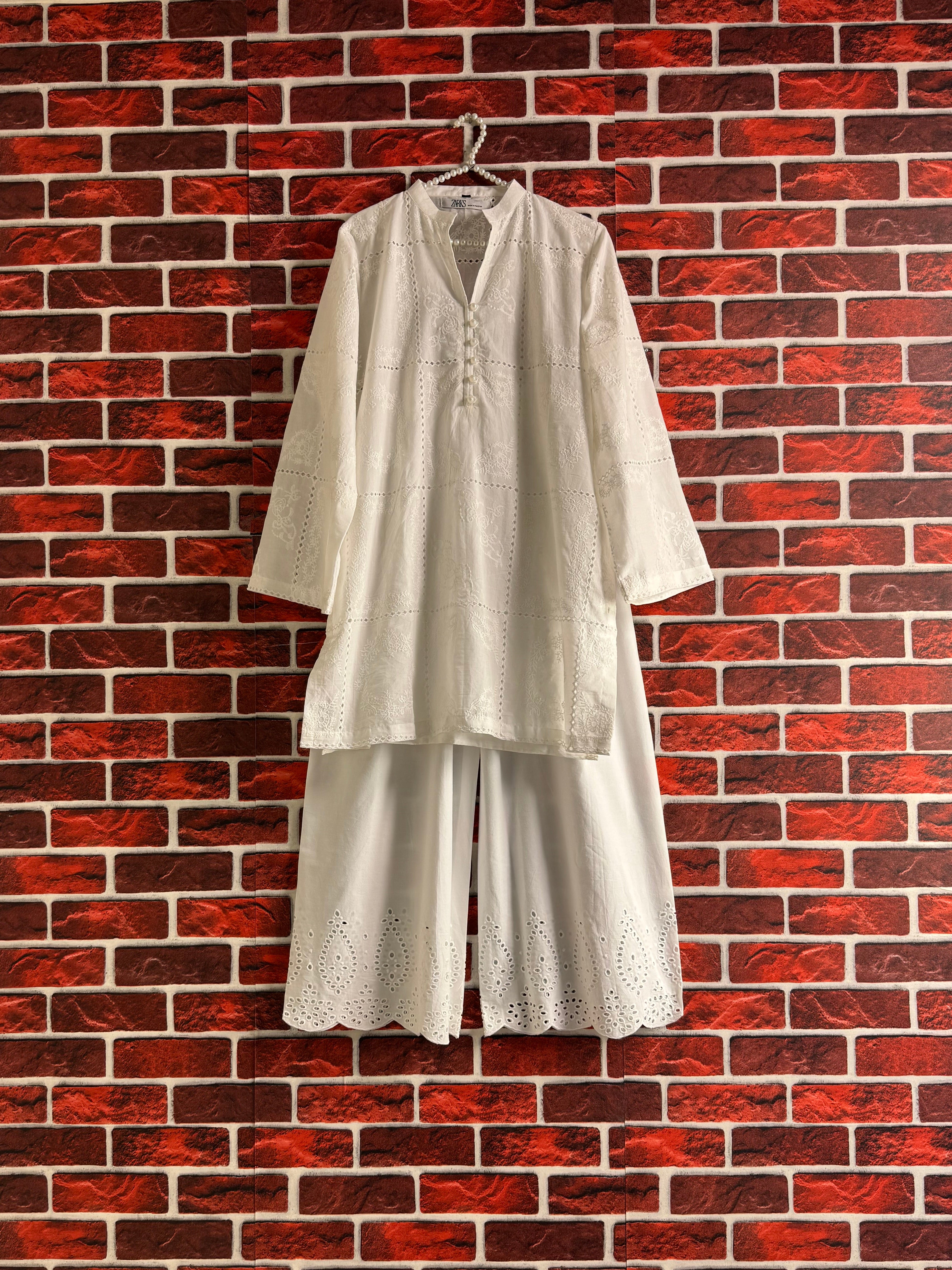 White chickenkari outfit