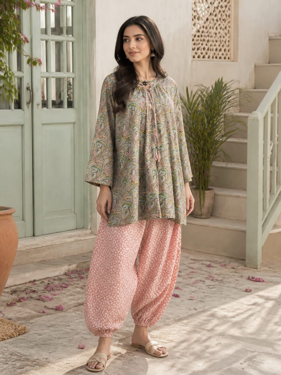 Blush printed set