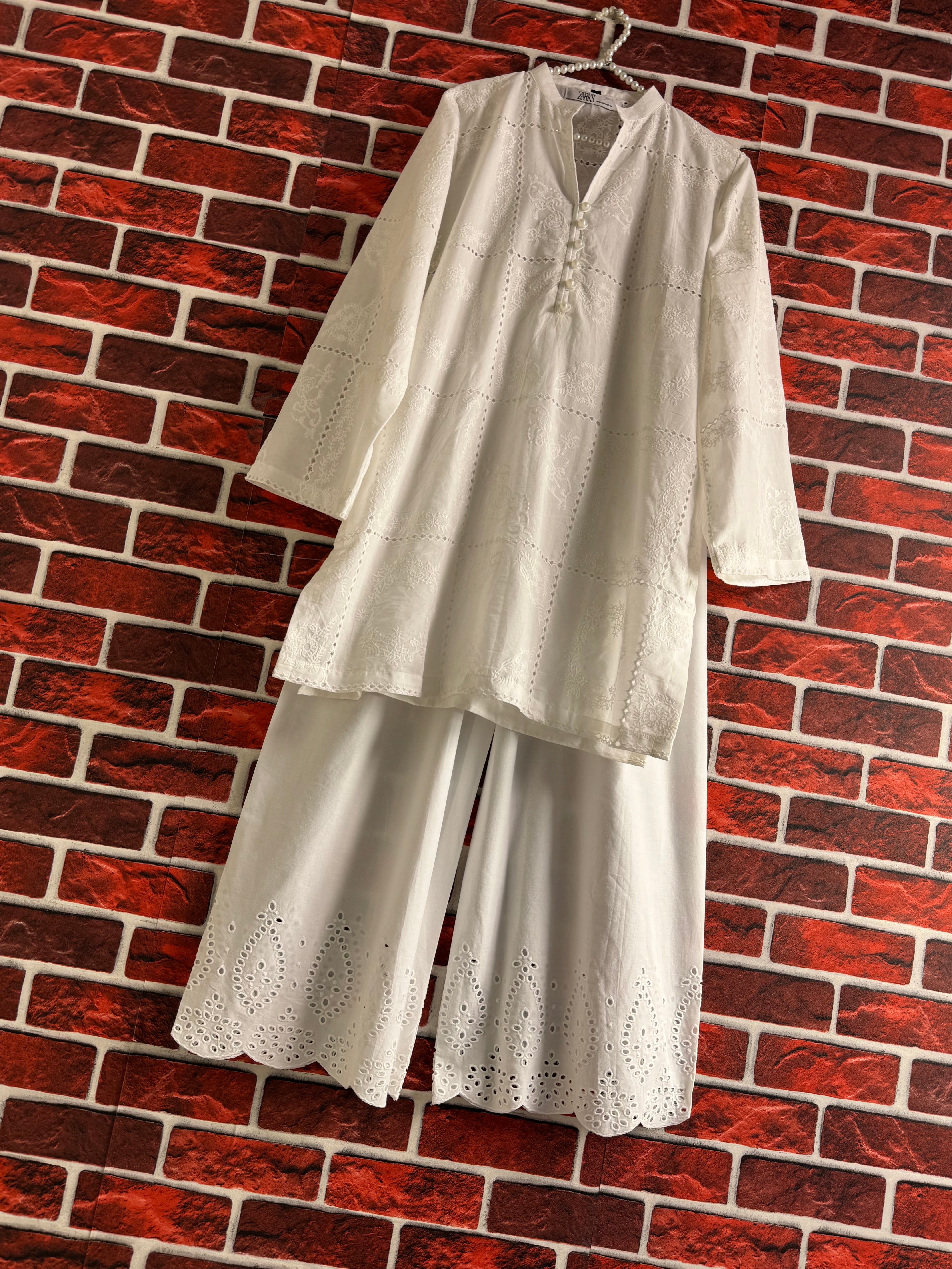 White chickenkari outfit