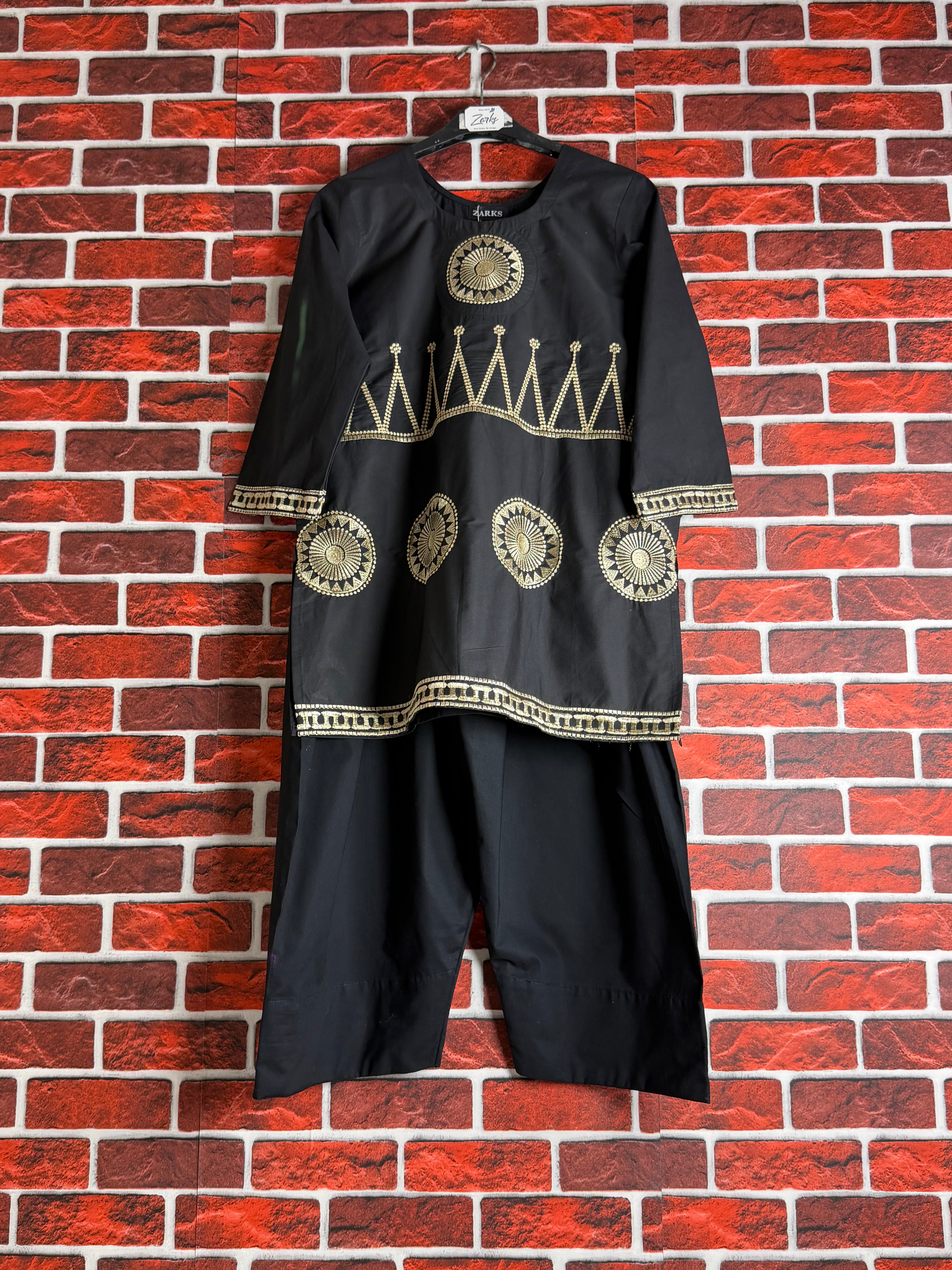 Black embroidered set