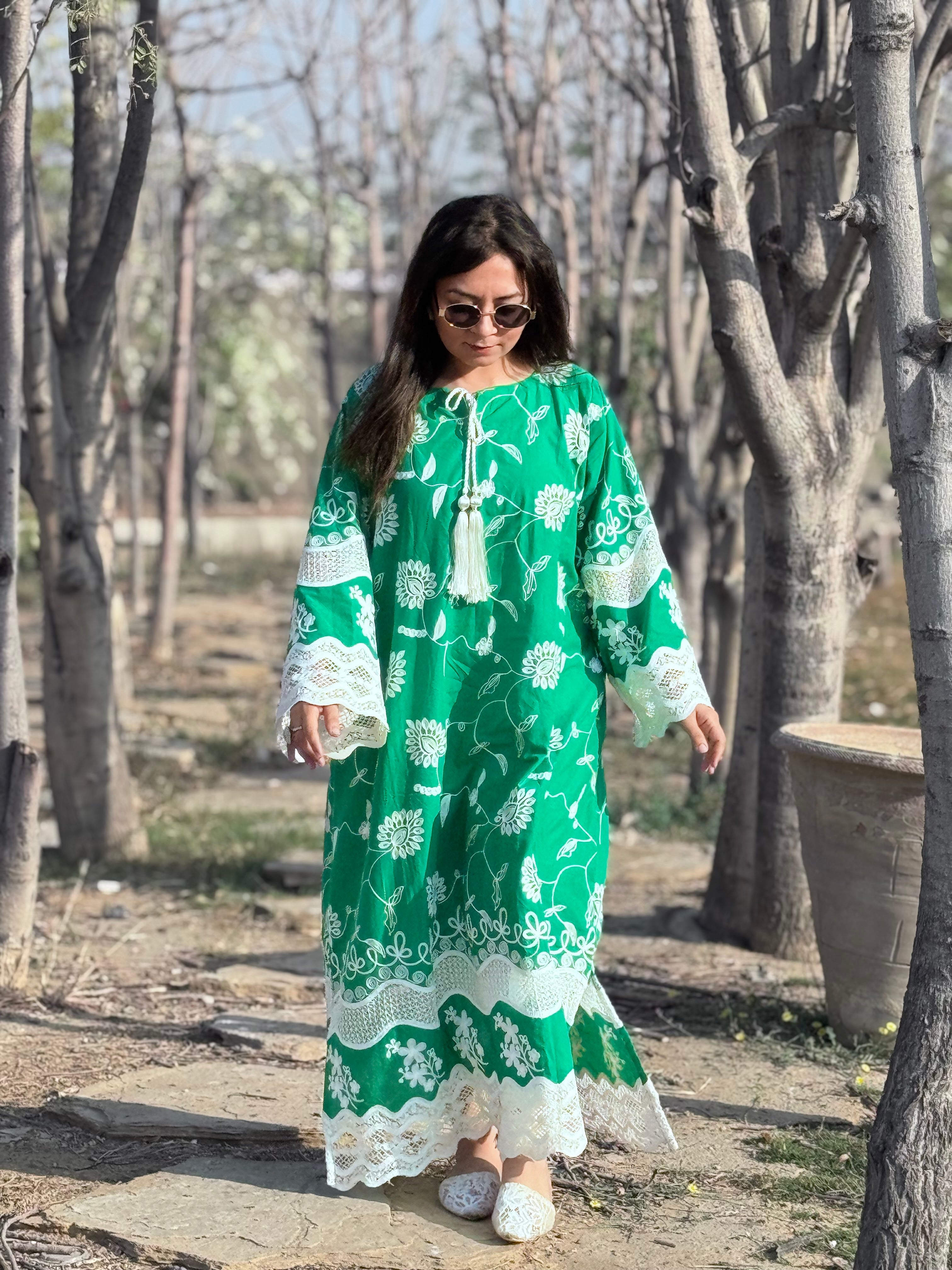 Emerald emboridered kaftan