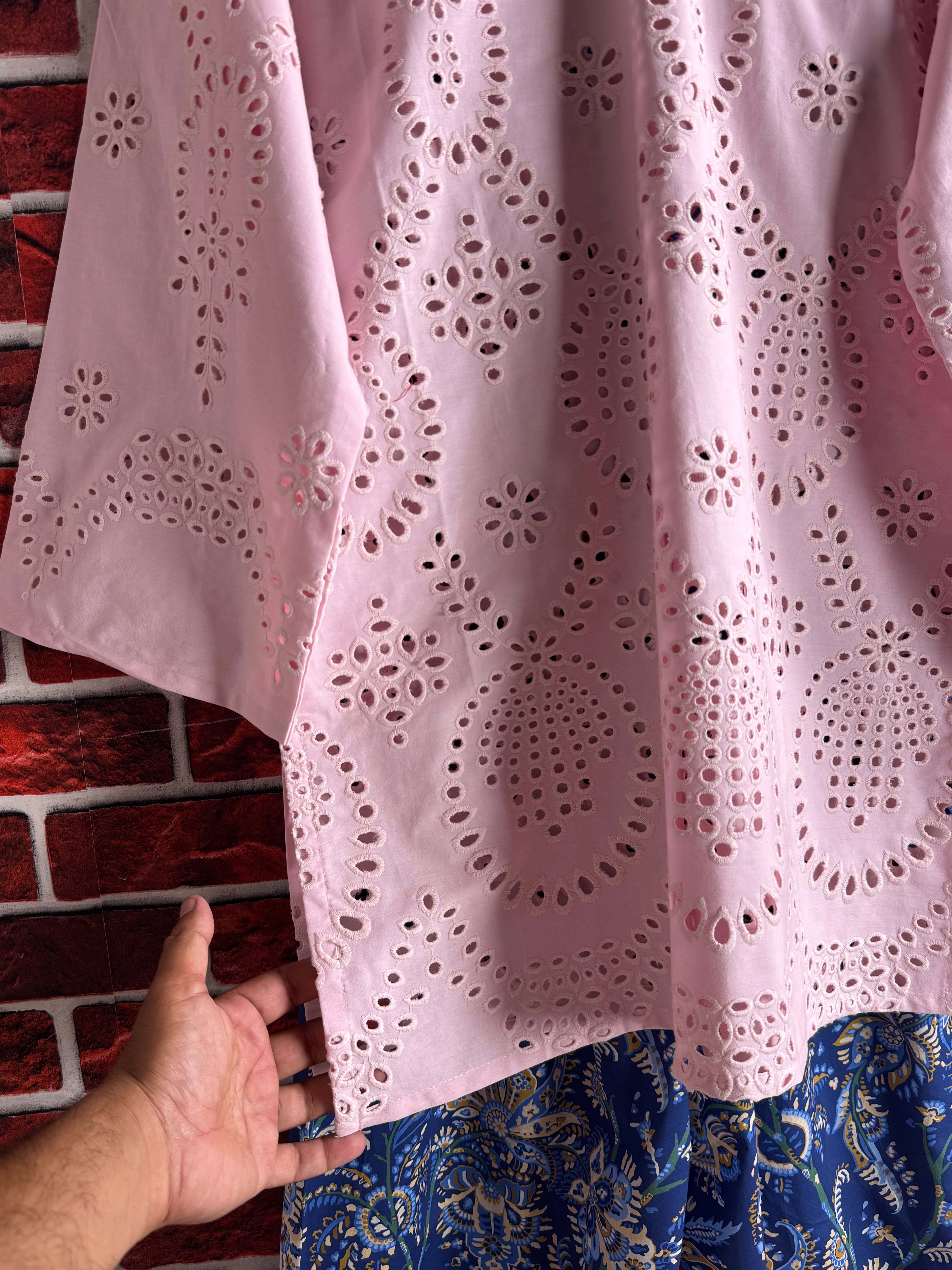 Pink chikankari set
