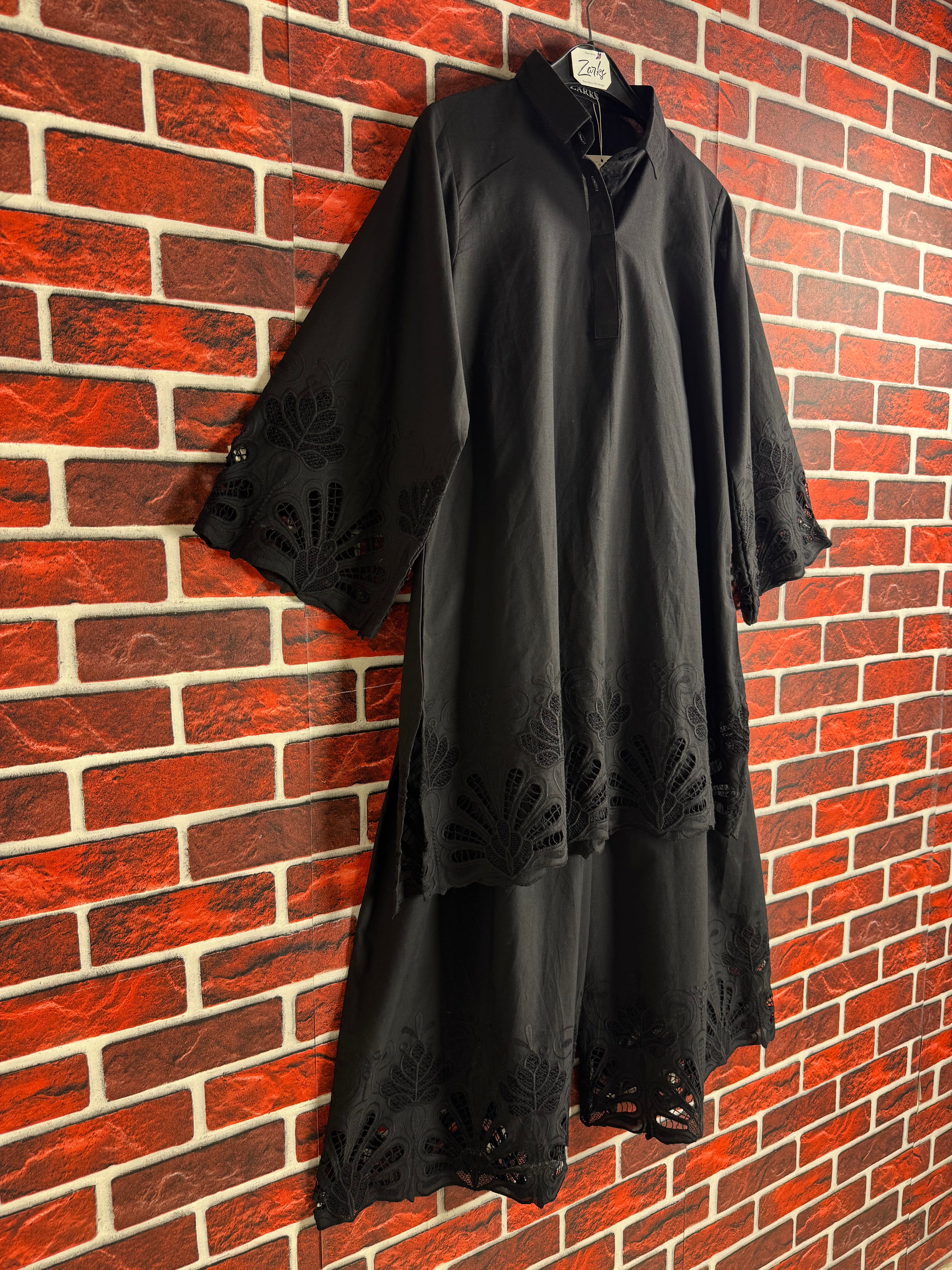 Black schiffli Coord set
