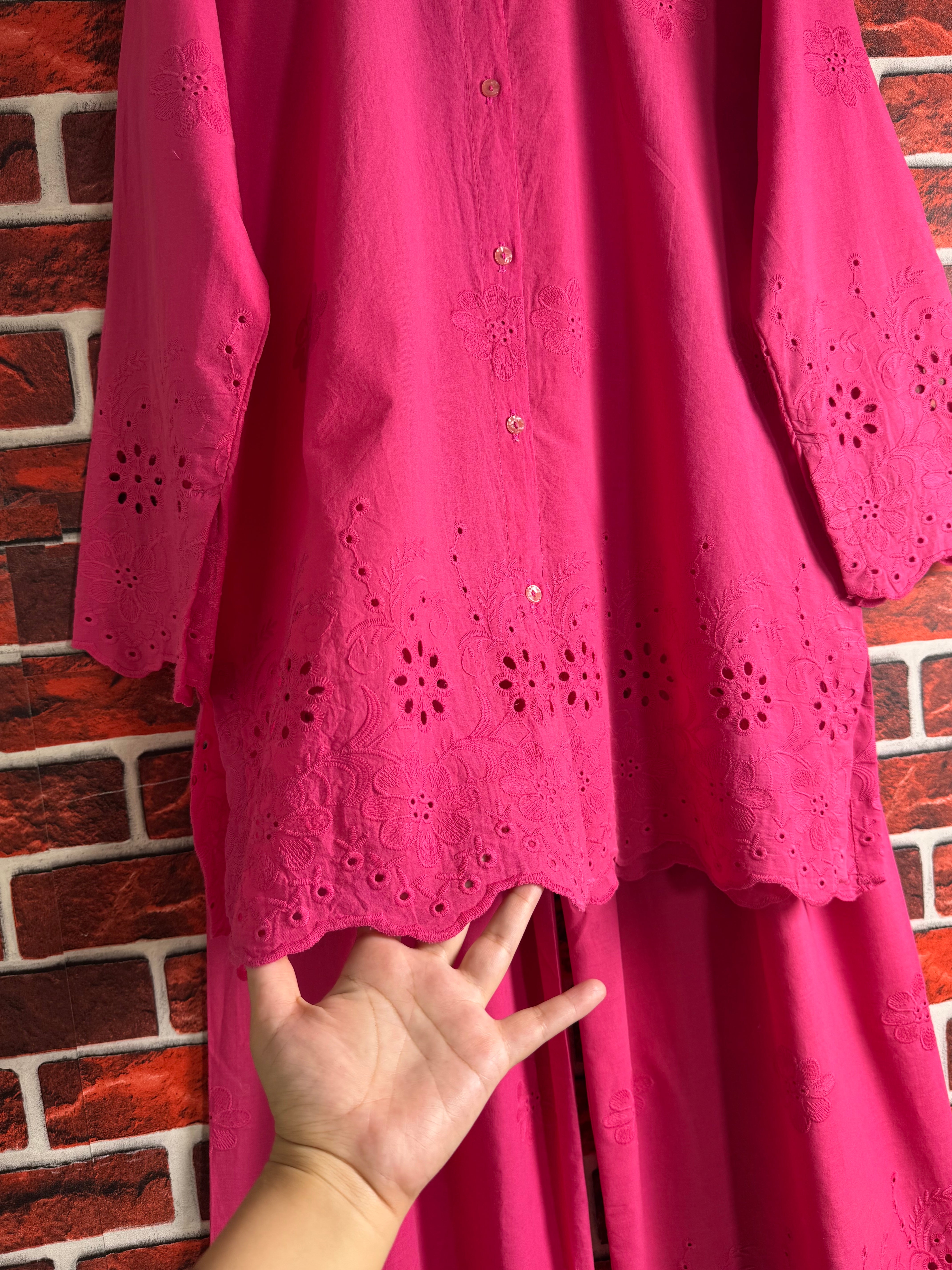 Pink schiffli coord