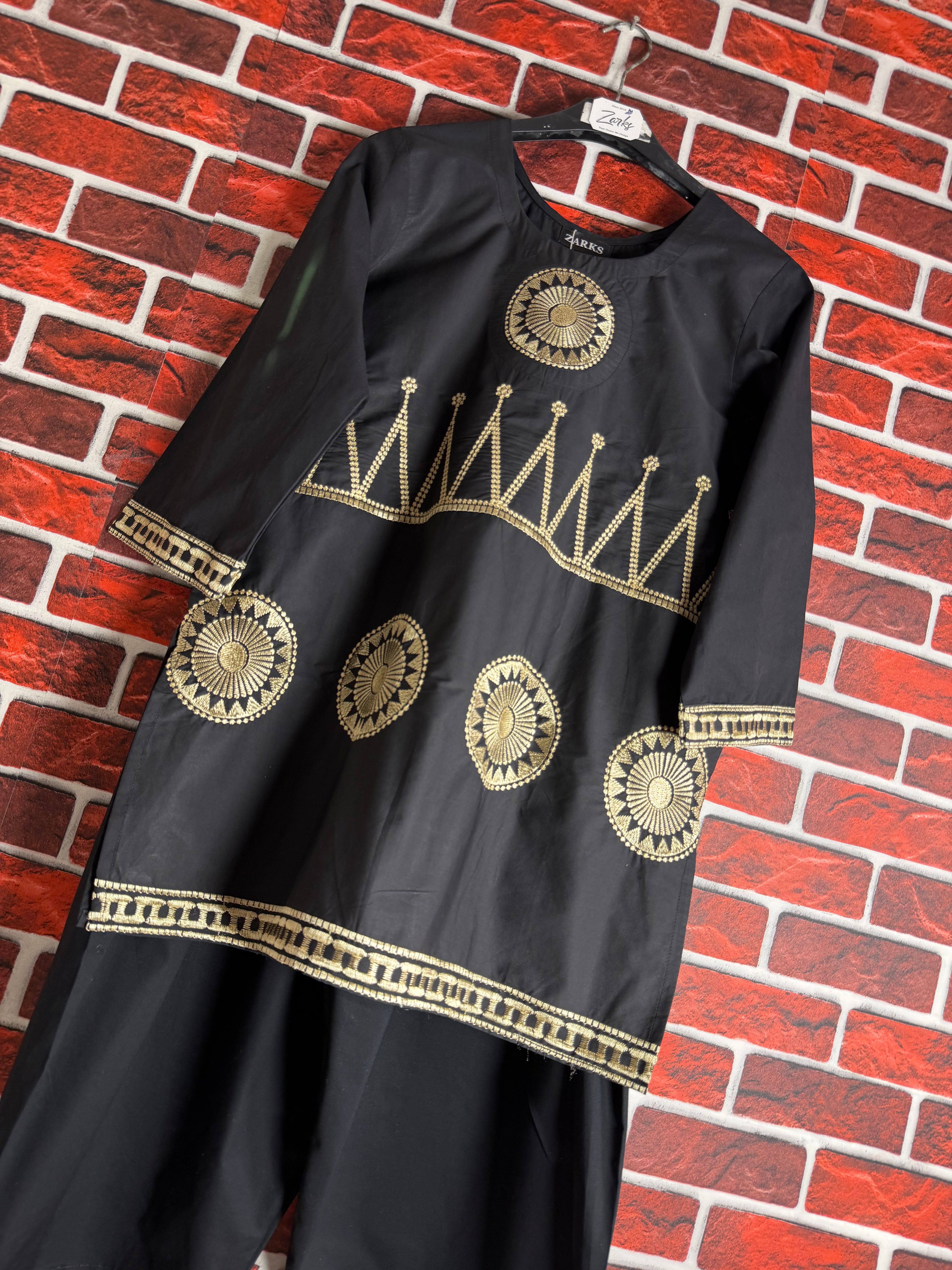 Black embroidered set