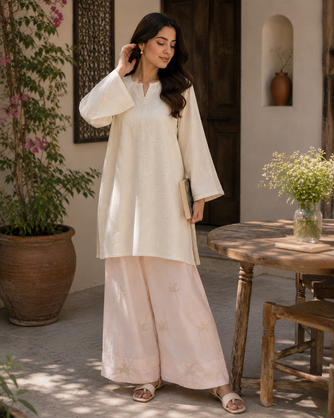 Teapink chickankari set