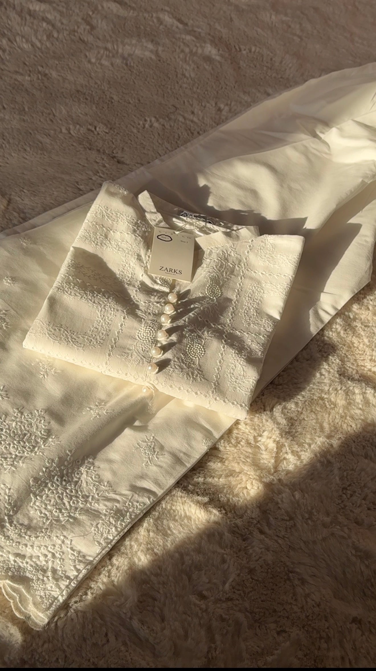 White chickankari outfit