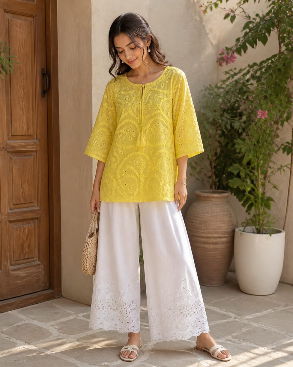 Yellow embroidered Coord