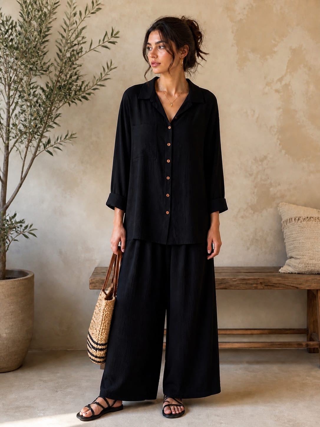 Black textured Coord set