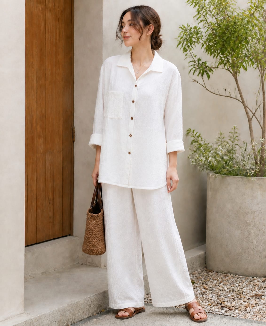 White textured Coord set