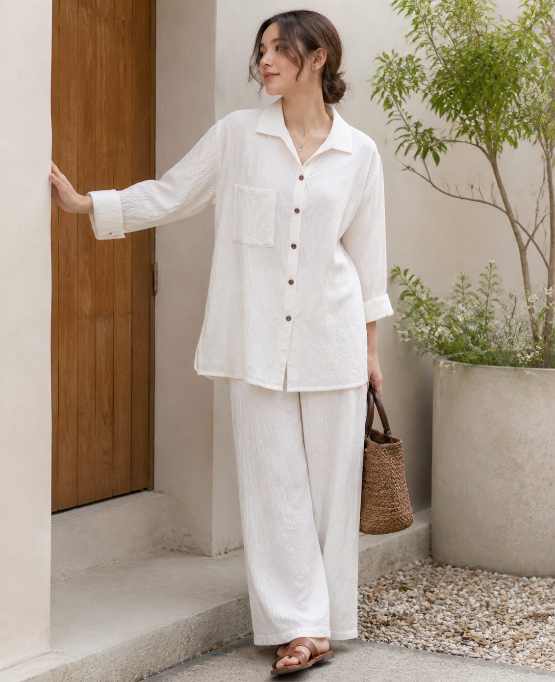 White textured Coord set