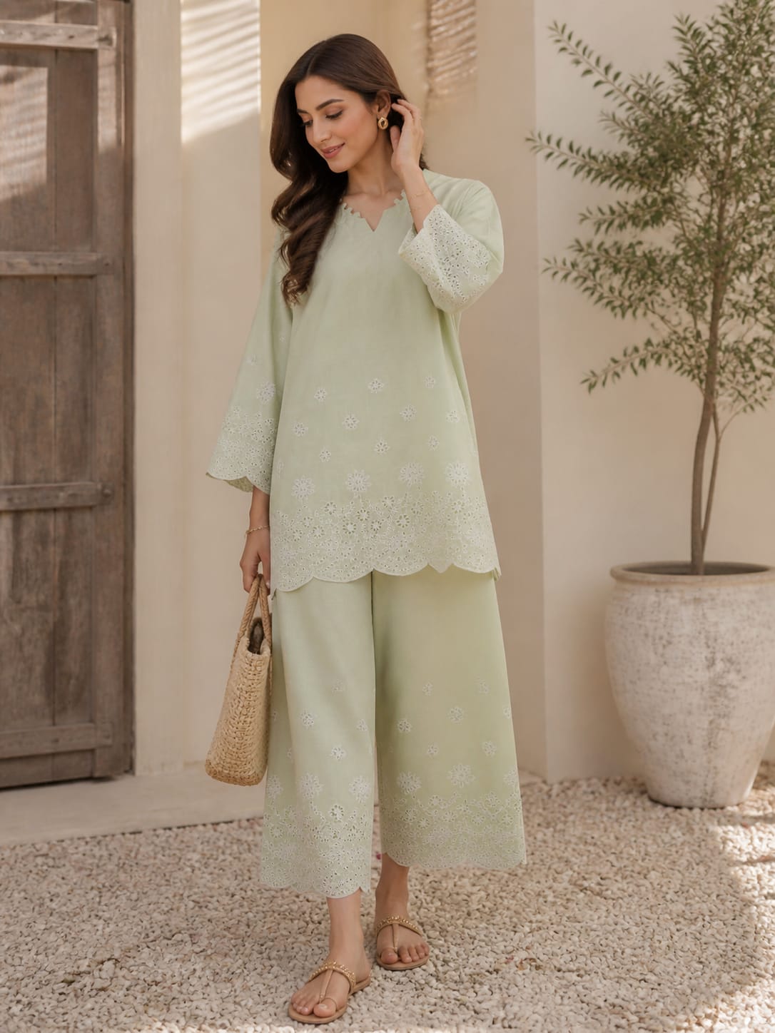 Pistachio schiffli coord-II