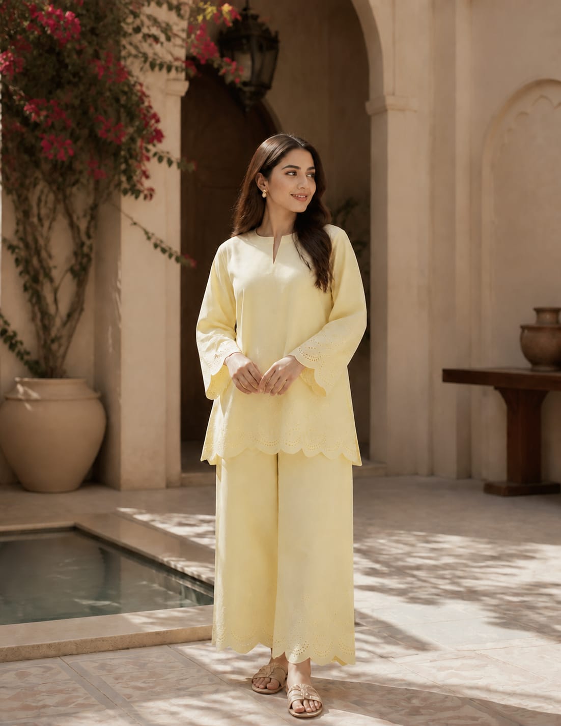 Butter yellow schiffli coord-II