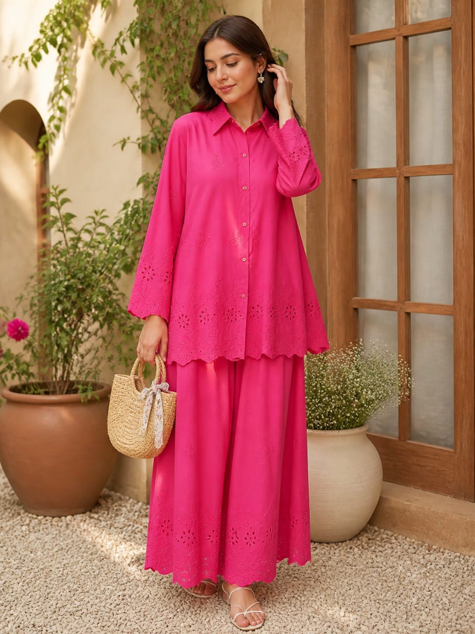 Pink schiffli coord