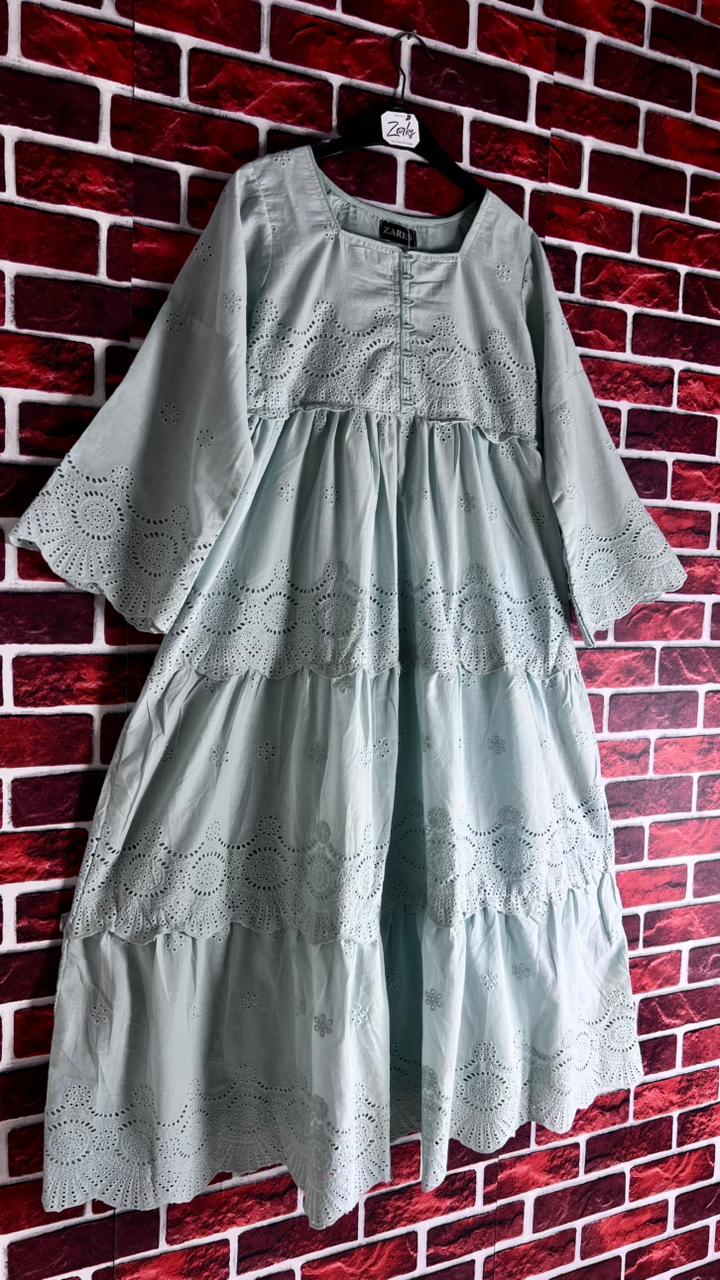 Skyblue chickenkari frock