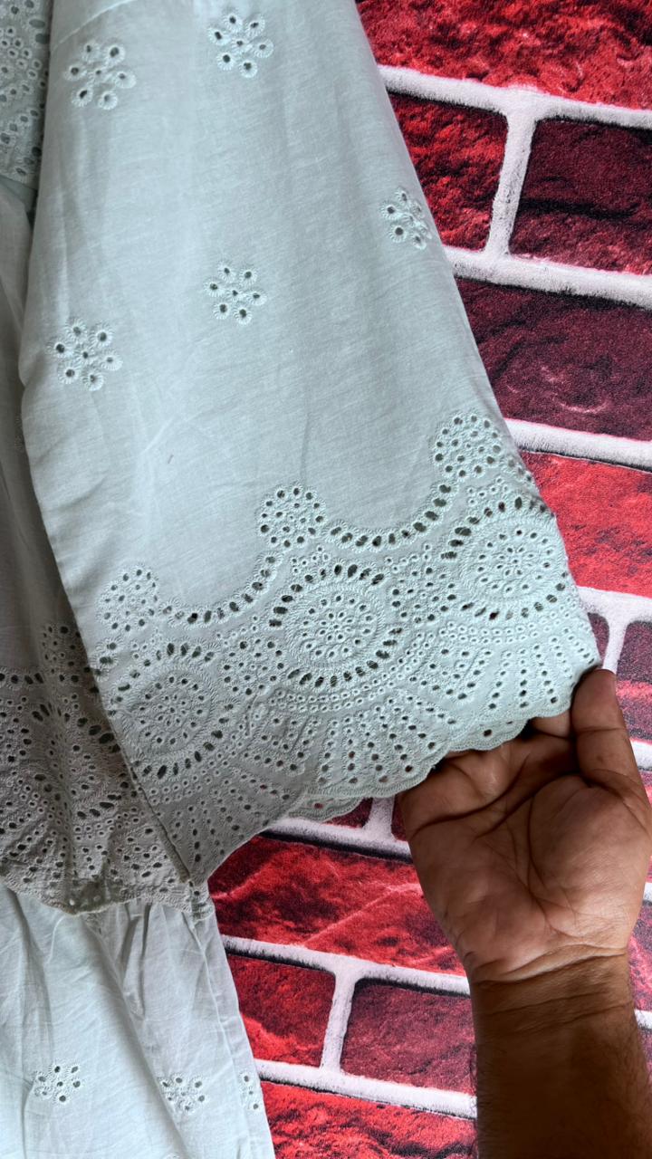 Skyblue chickenkari frock