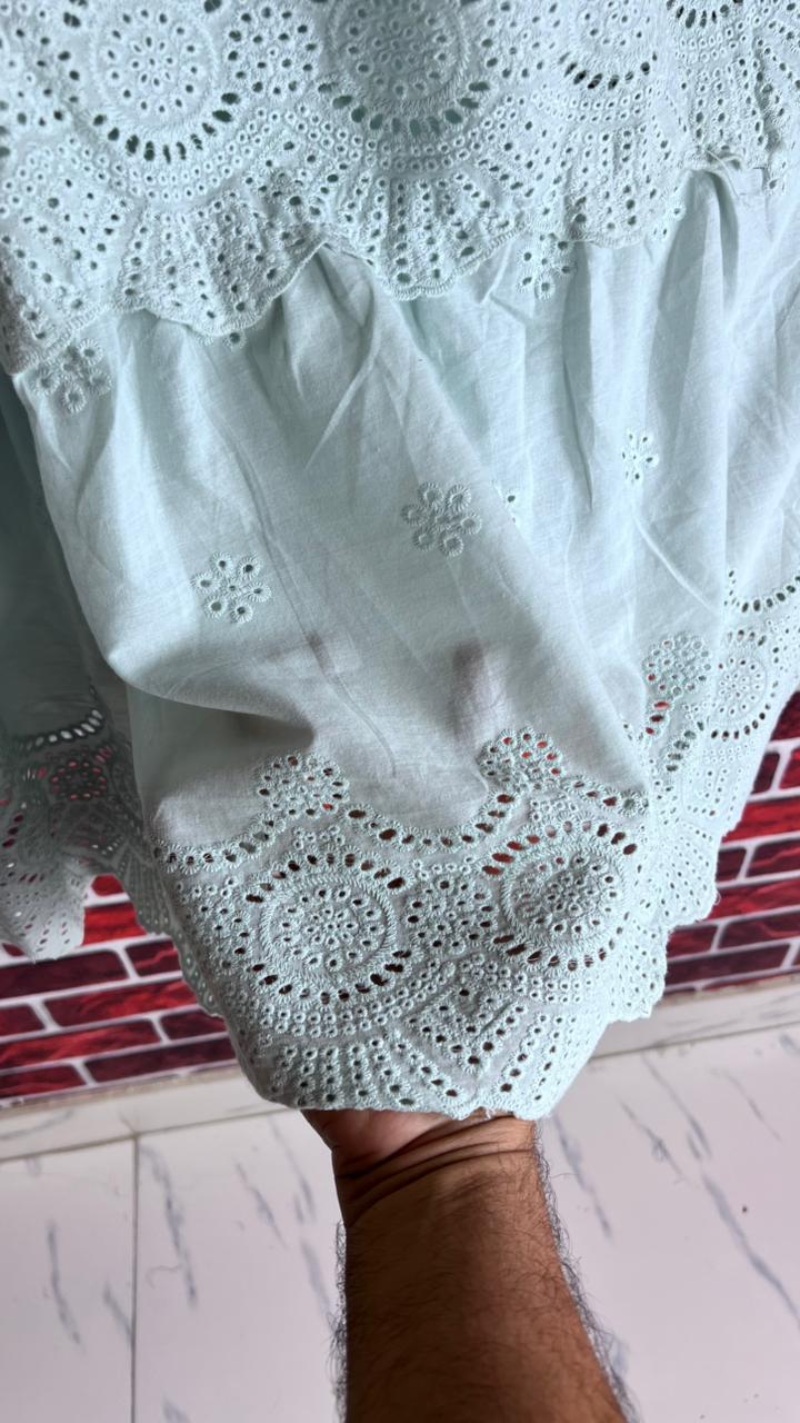 Skyblue chickenkari frock